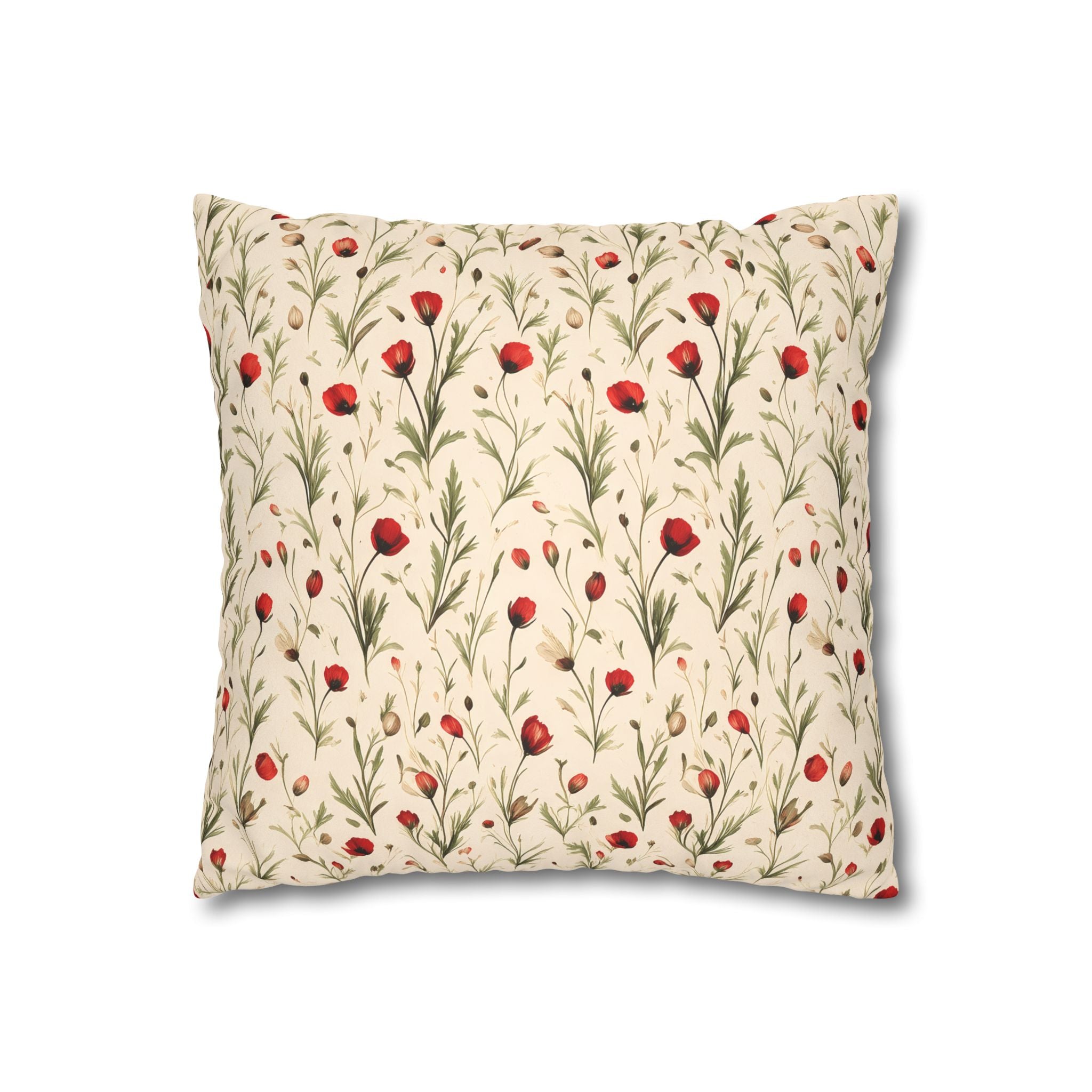 Red Poppy Flower Cushion Cover