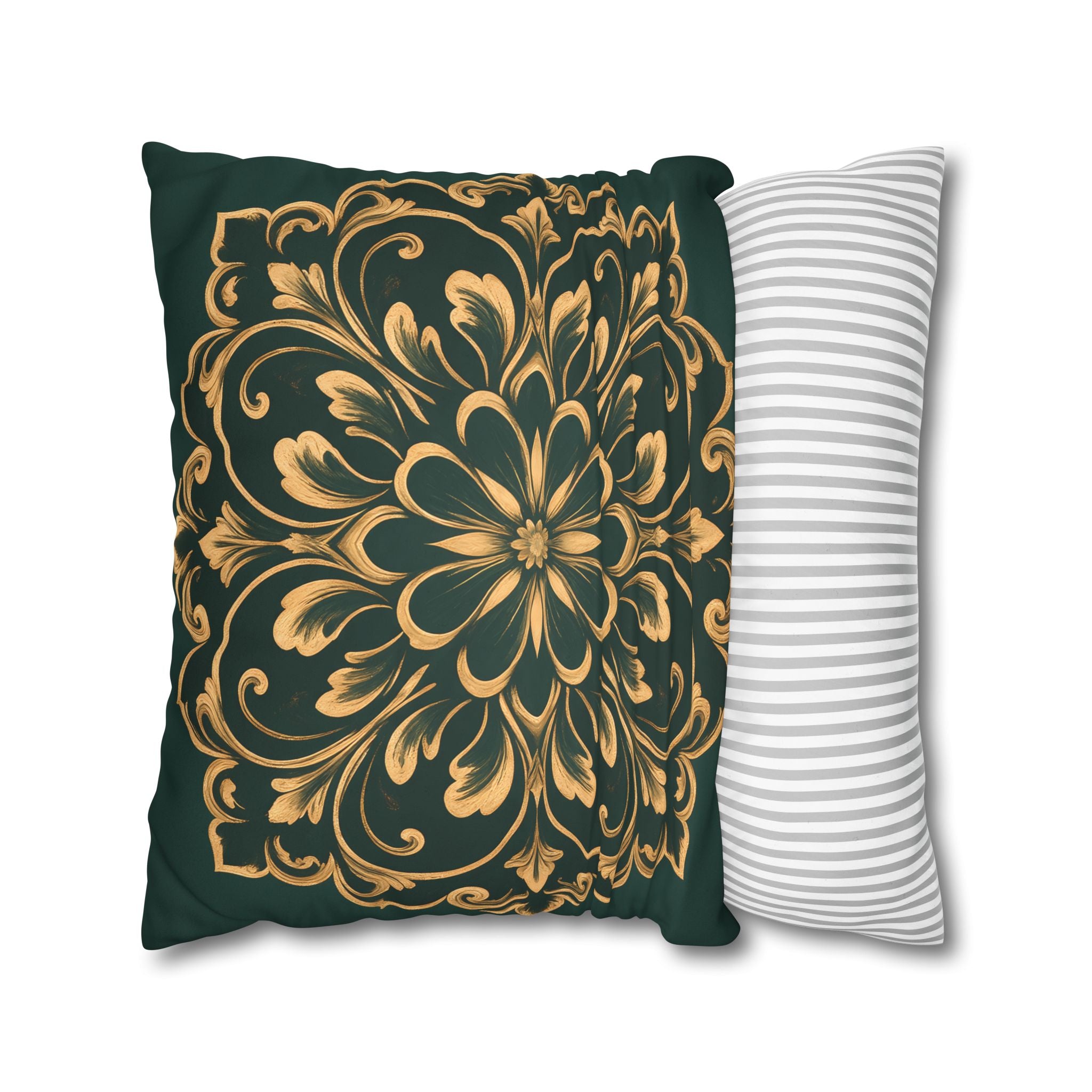 Emerald Gold Radiating Medallion Cushion Cover