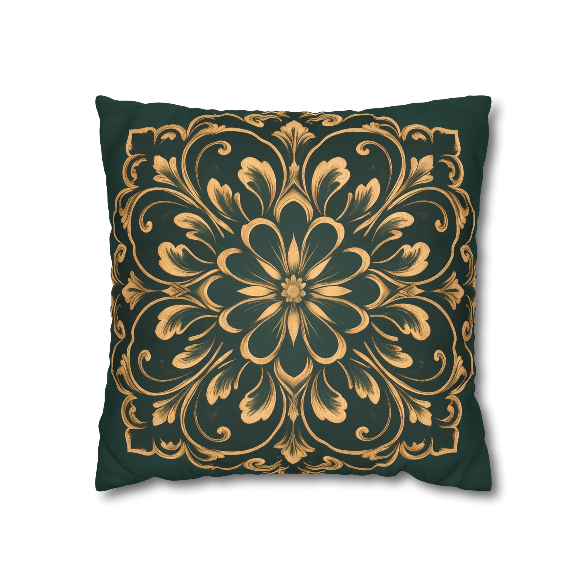 Emerald Gold Radiating Medallion Cushion Cover