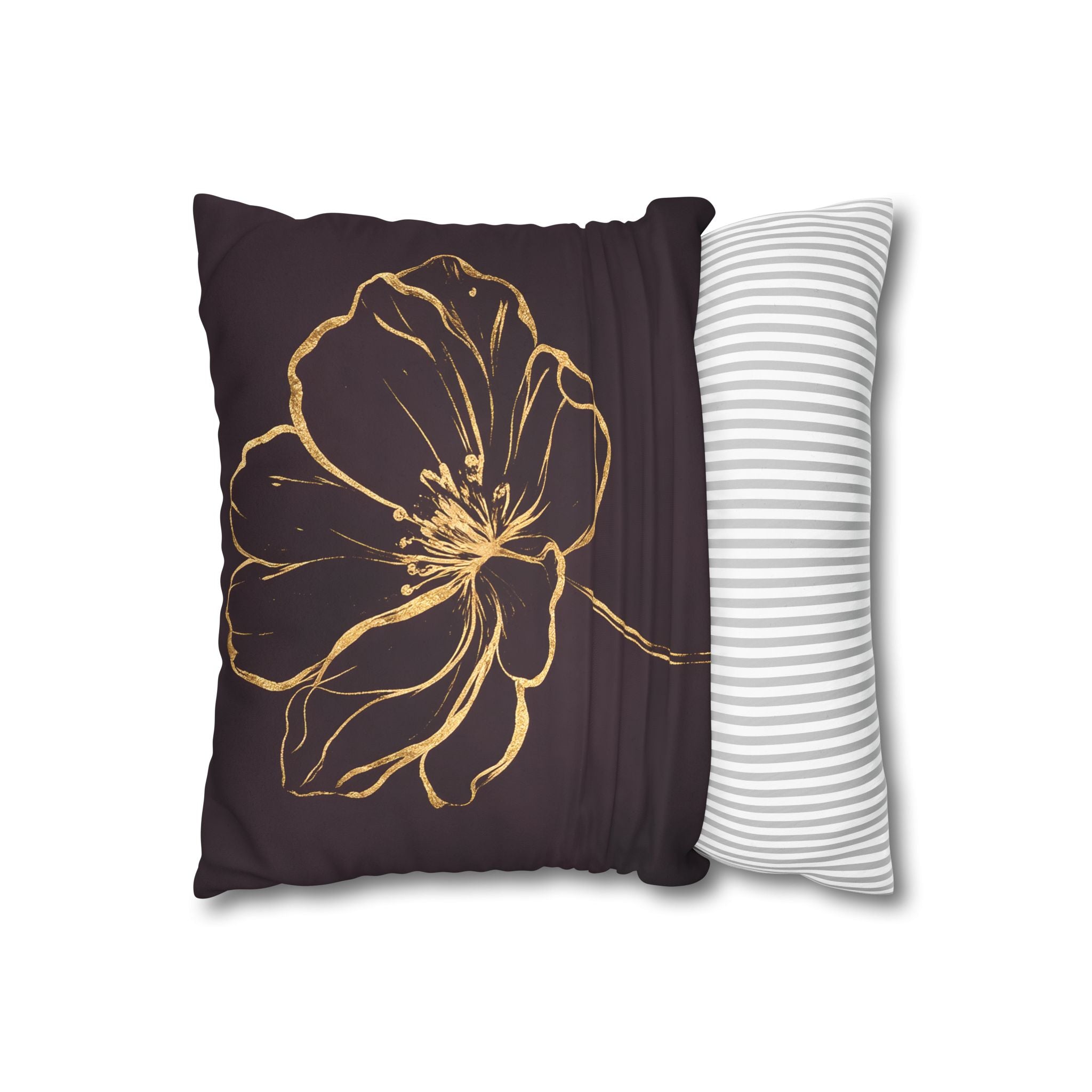 Plum Purple Gold Floral Cushion Cover