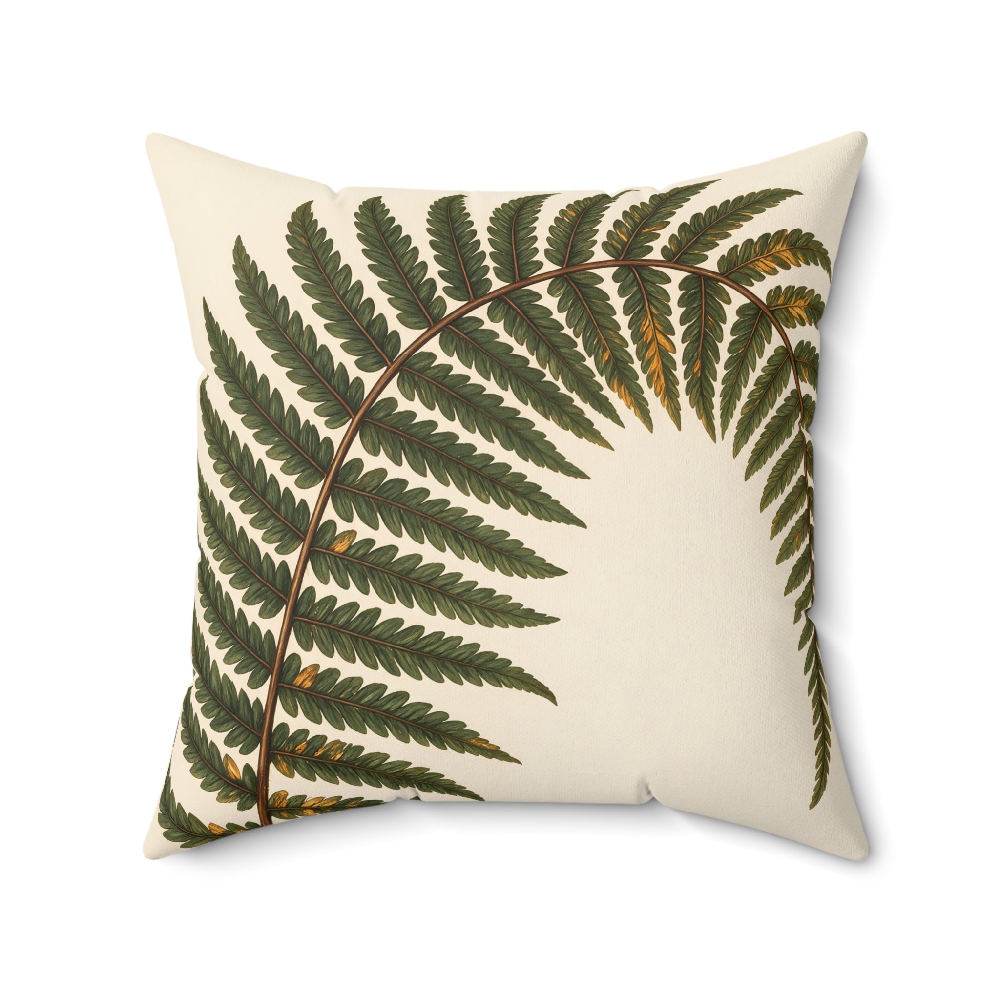 Ochre Olive Fern Throw Pillow with Insert