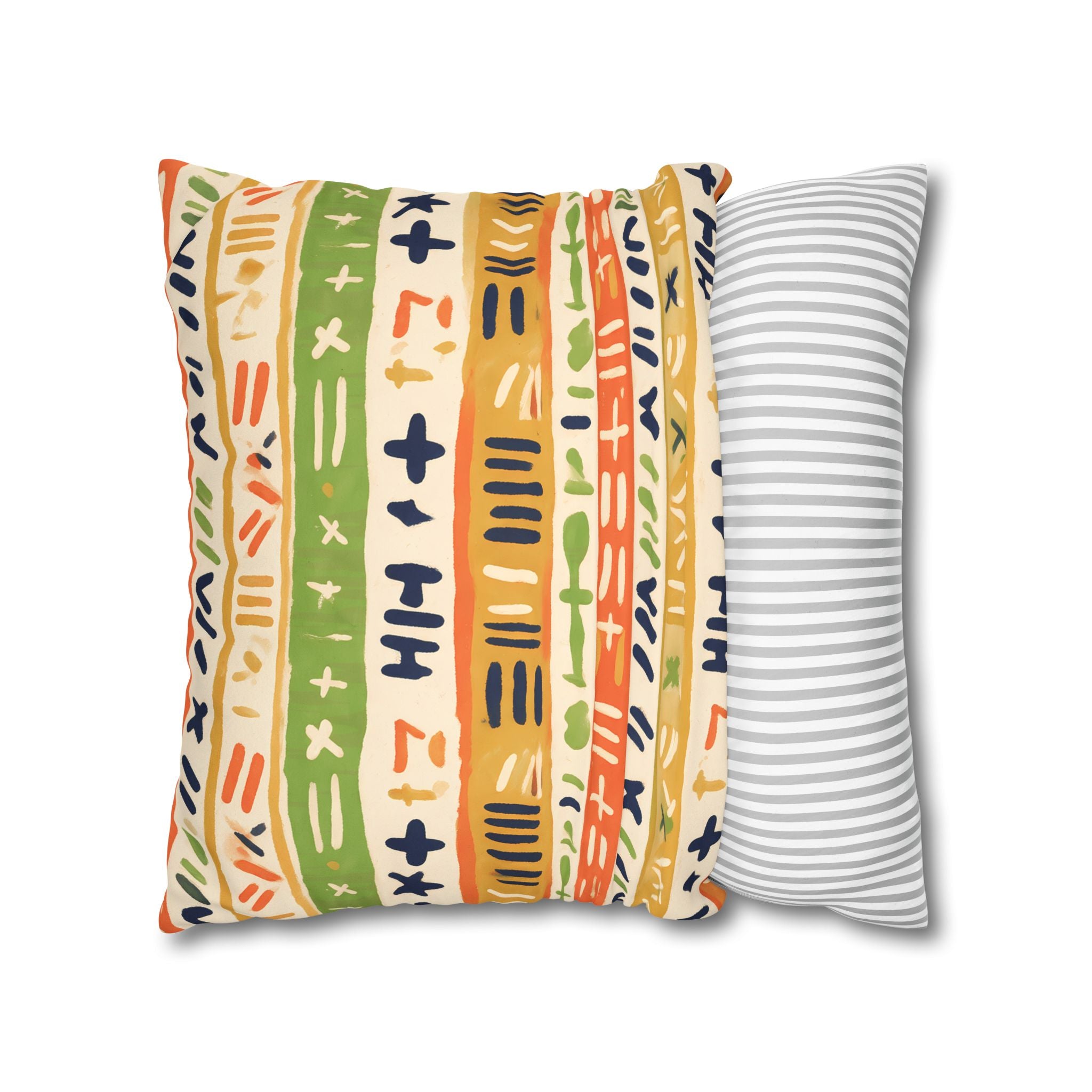 Persimmon & Wasabi Banded Cushion Cover