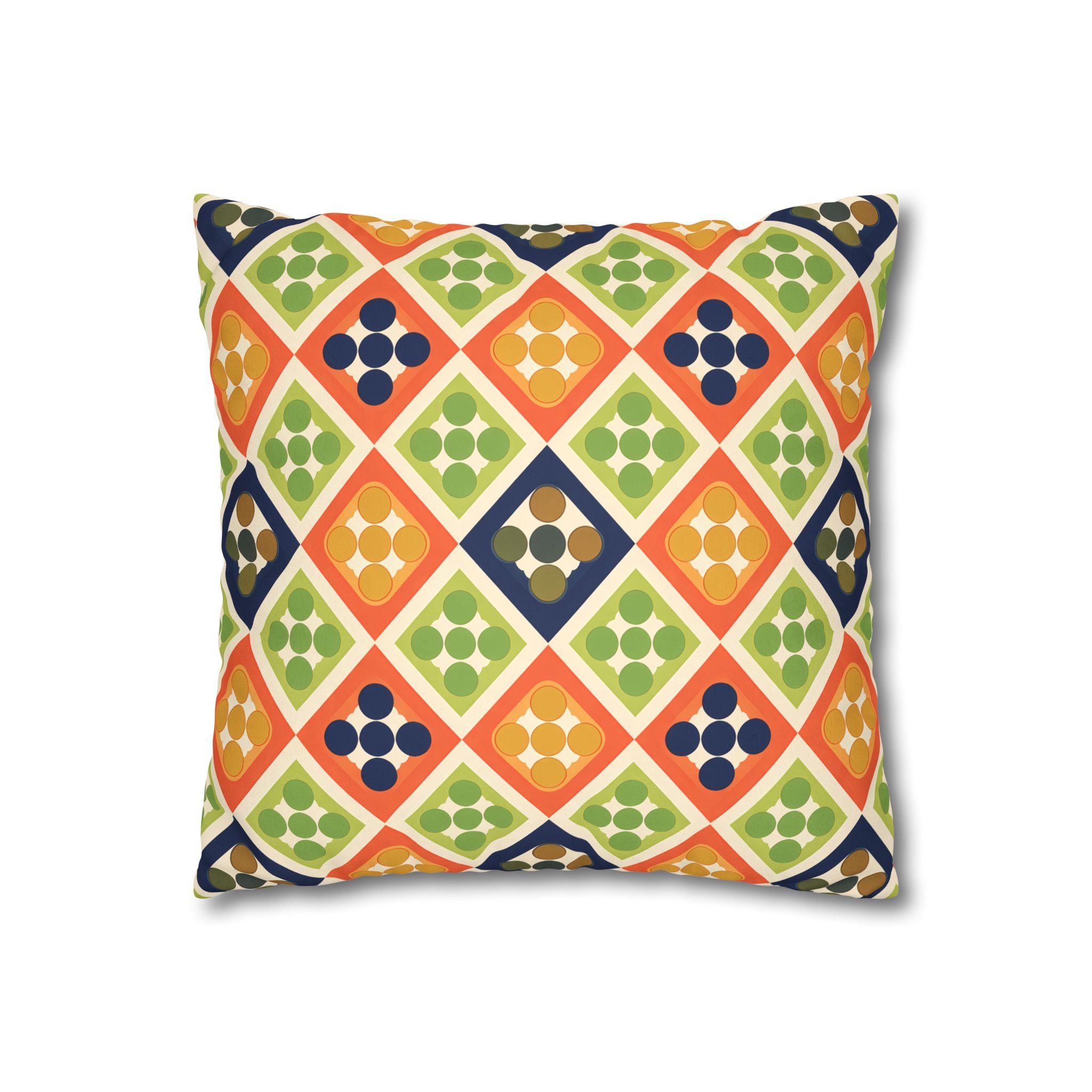 Persimmon and Indigo Geometric Pillow Cover