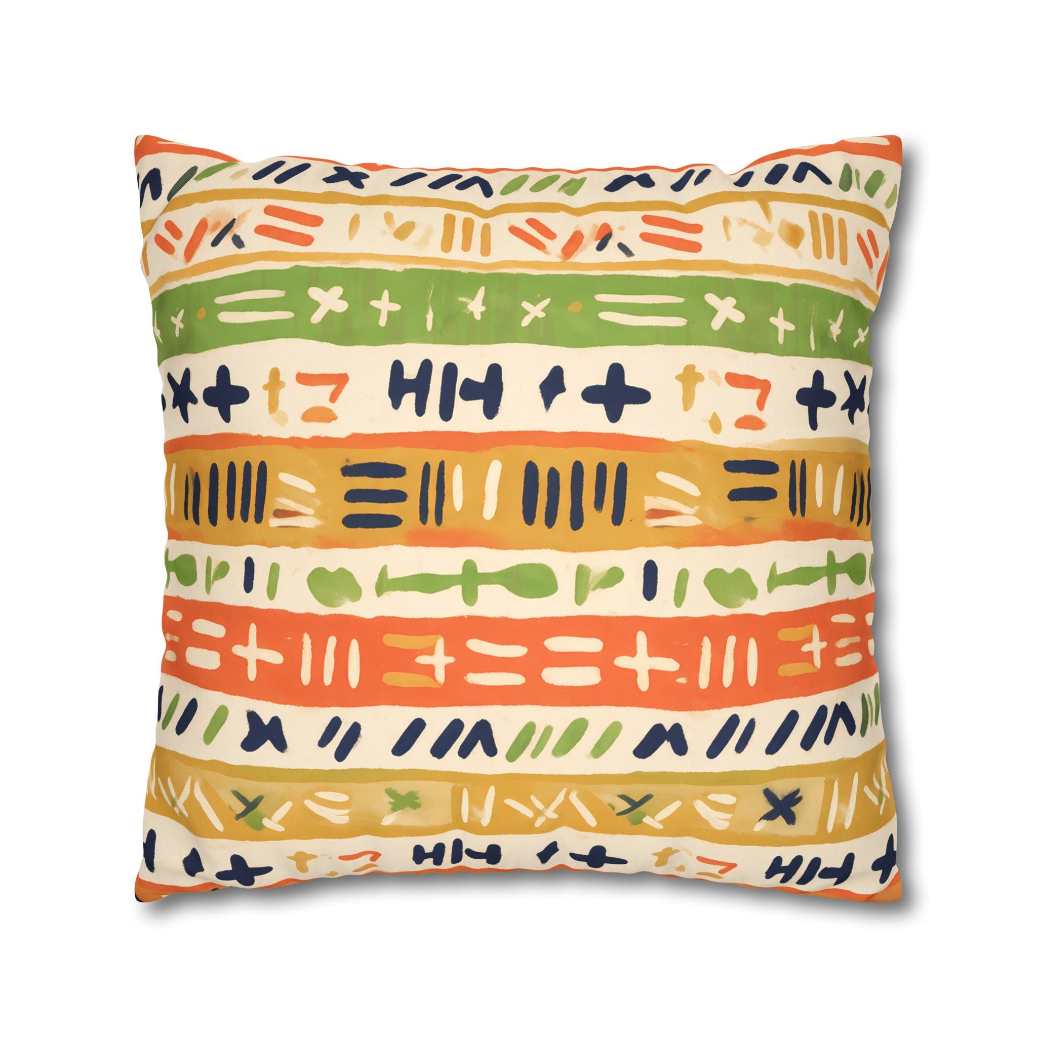 Persimmon & Wasabi Banded Cushion Cover