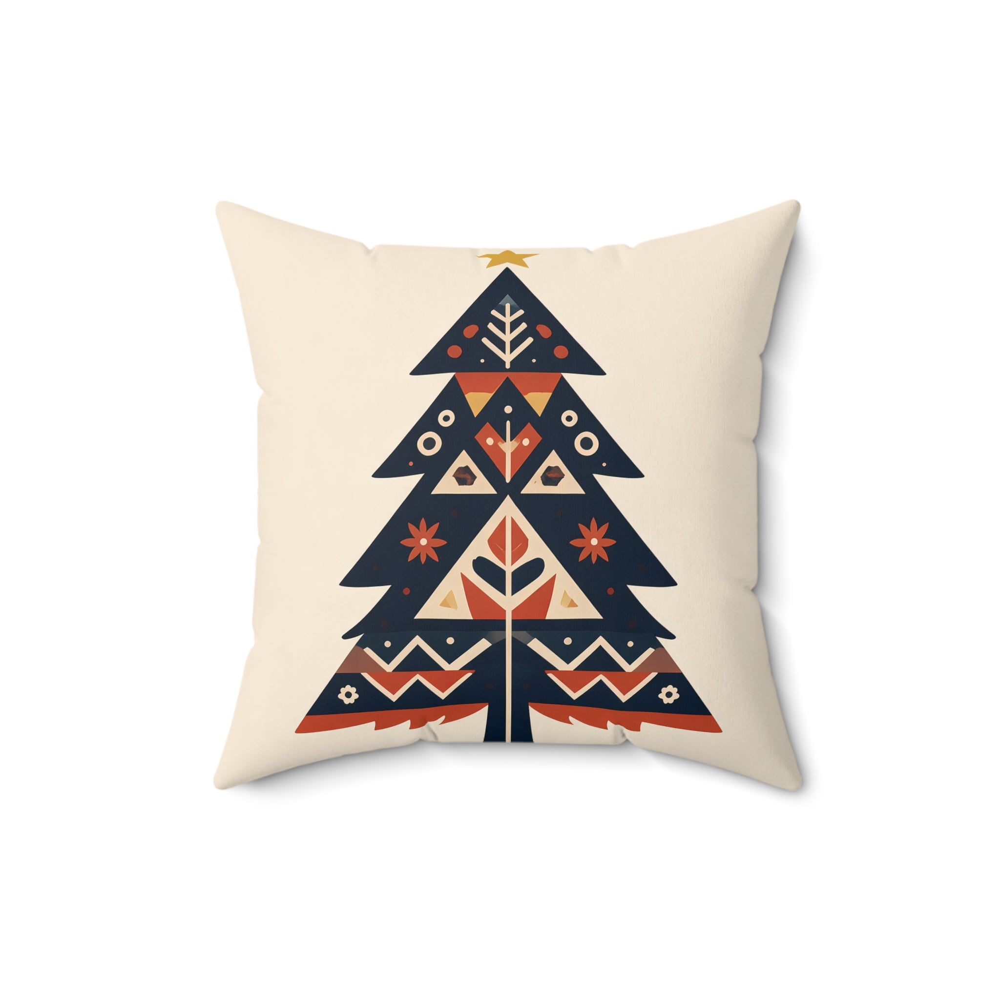 Indigo Folk Tree Pillow with Insert
