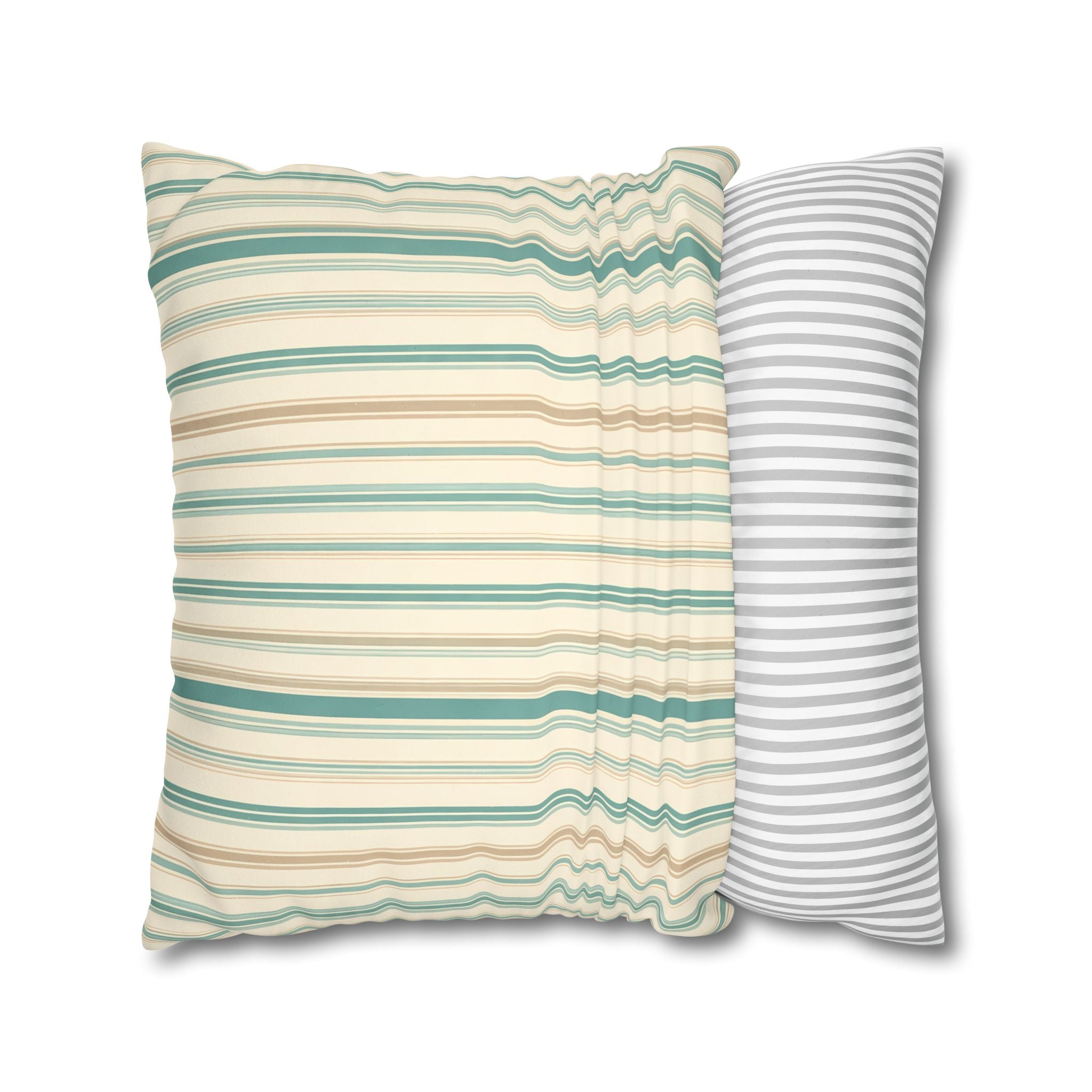 Sea Mist Blue Ticking Stripe Cushion