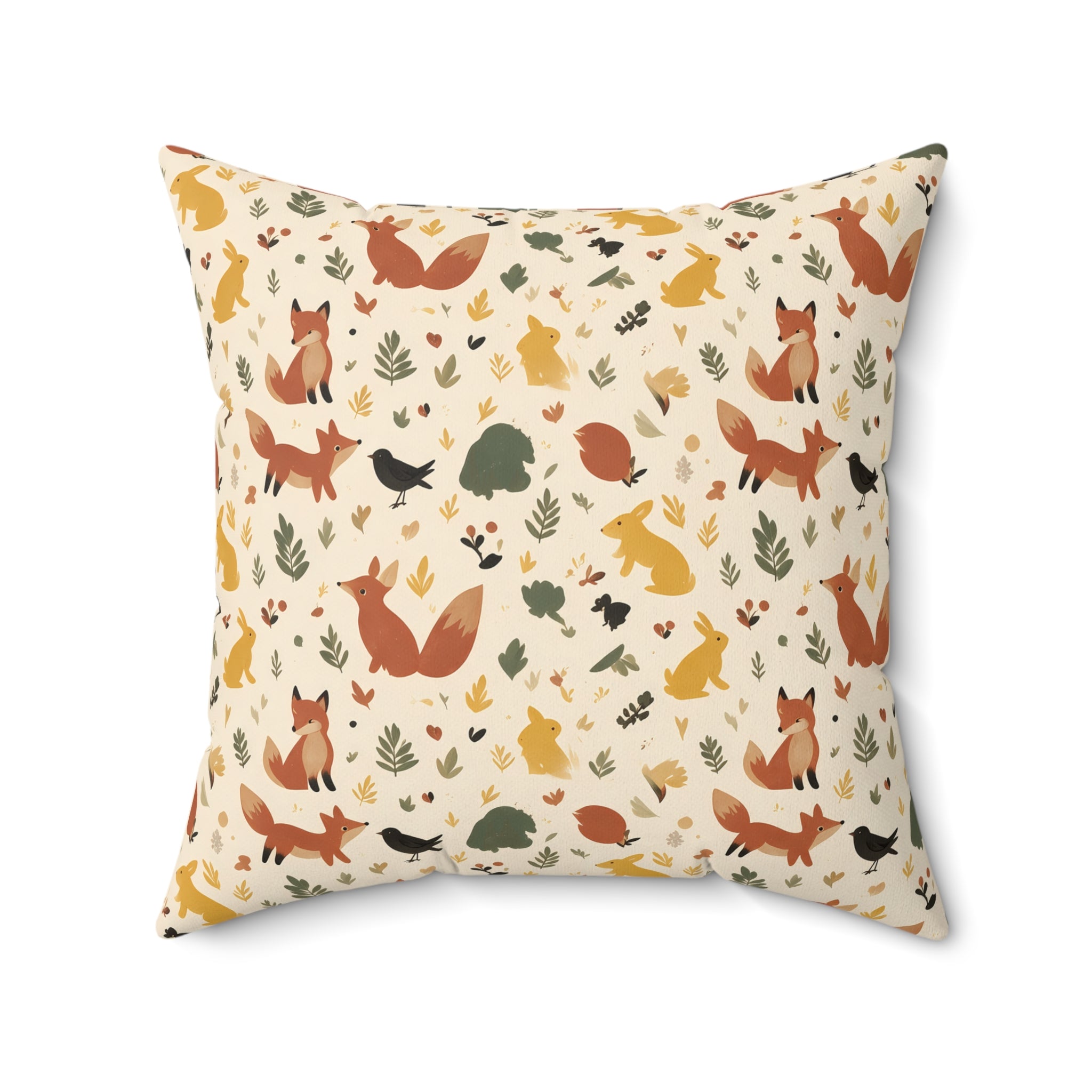 Woodland Fox & Hare Throw Pillow with Insert