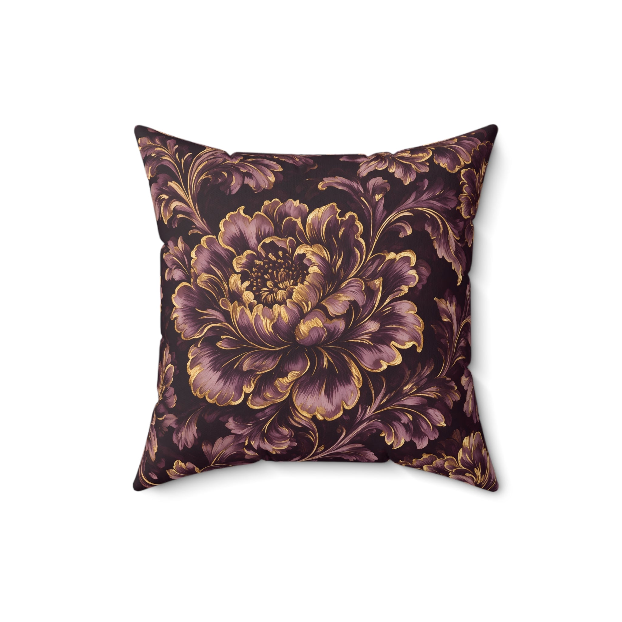 Deep Amethyst Floral Throw Pillow