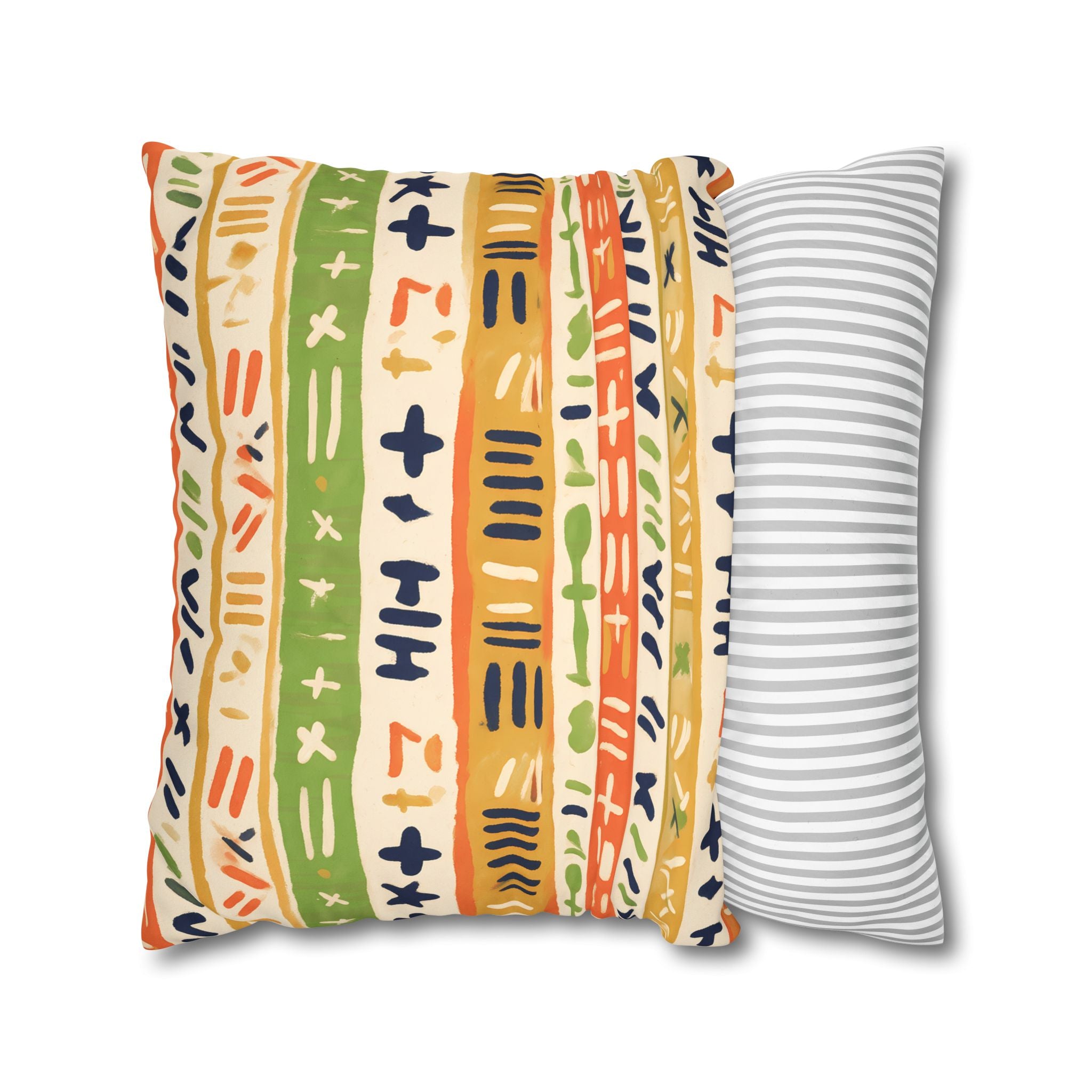 Persimmon & Wasabi Banded Cushion Cover