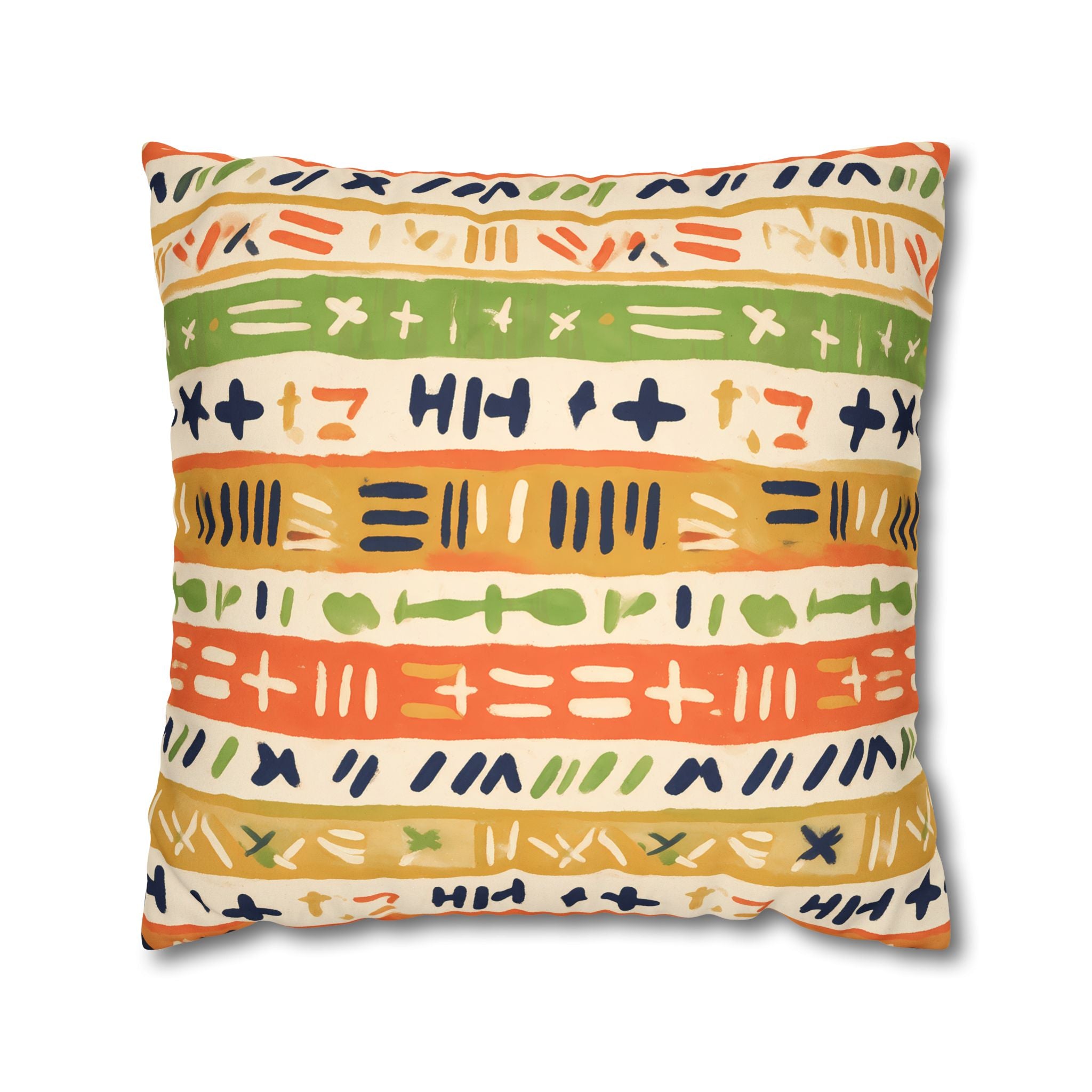 Persimmon & Wasabi Banded Cushion Cover
