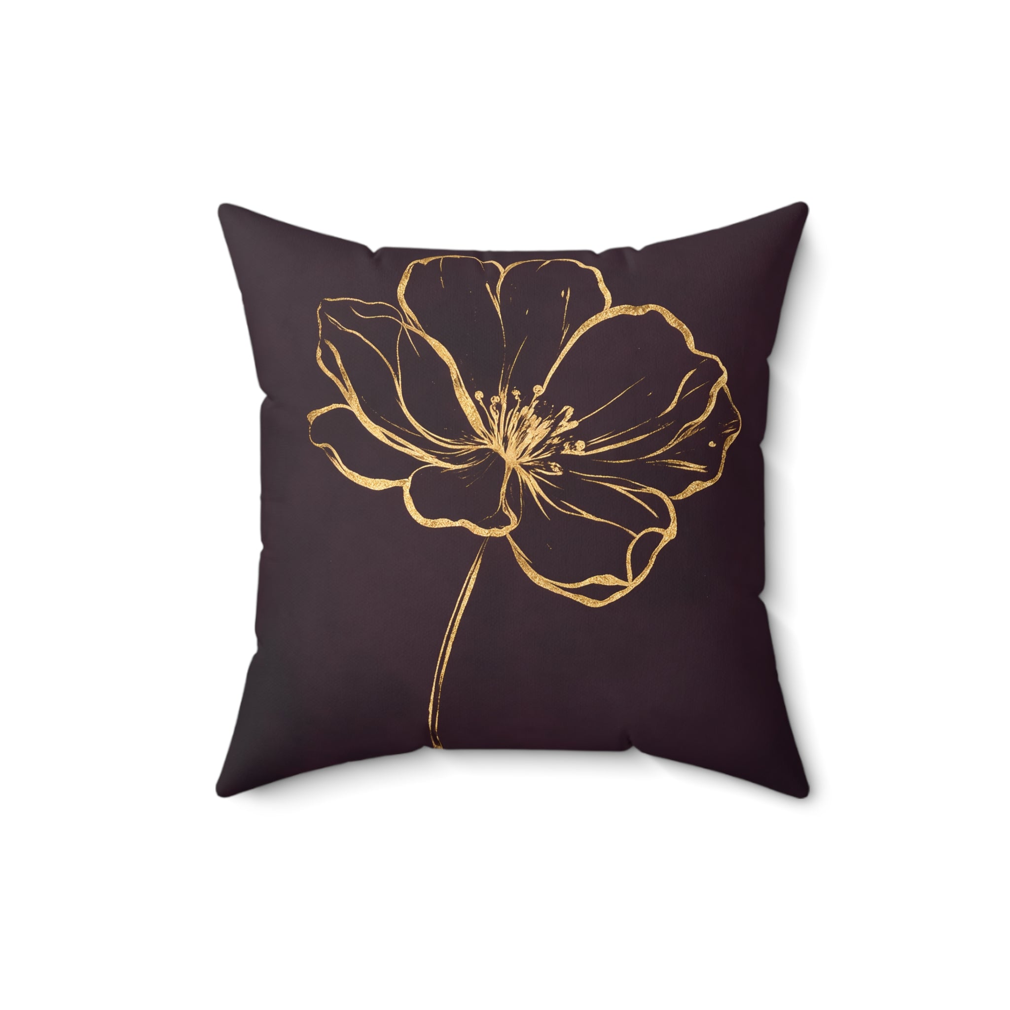 Gold Flower Plum Throw Pillow with Insert