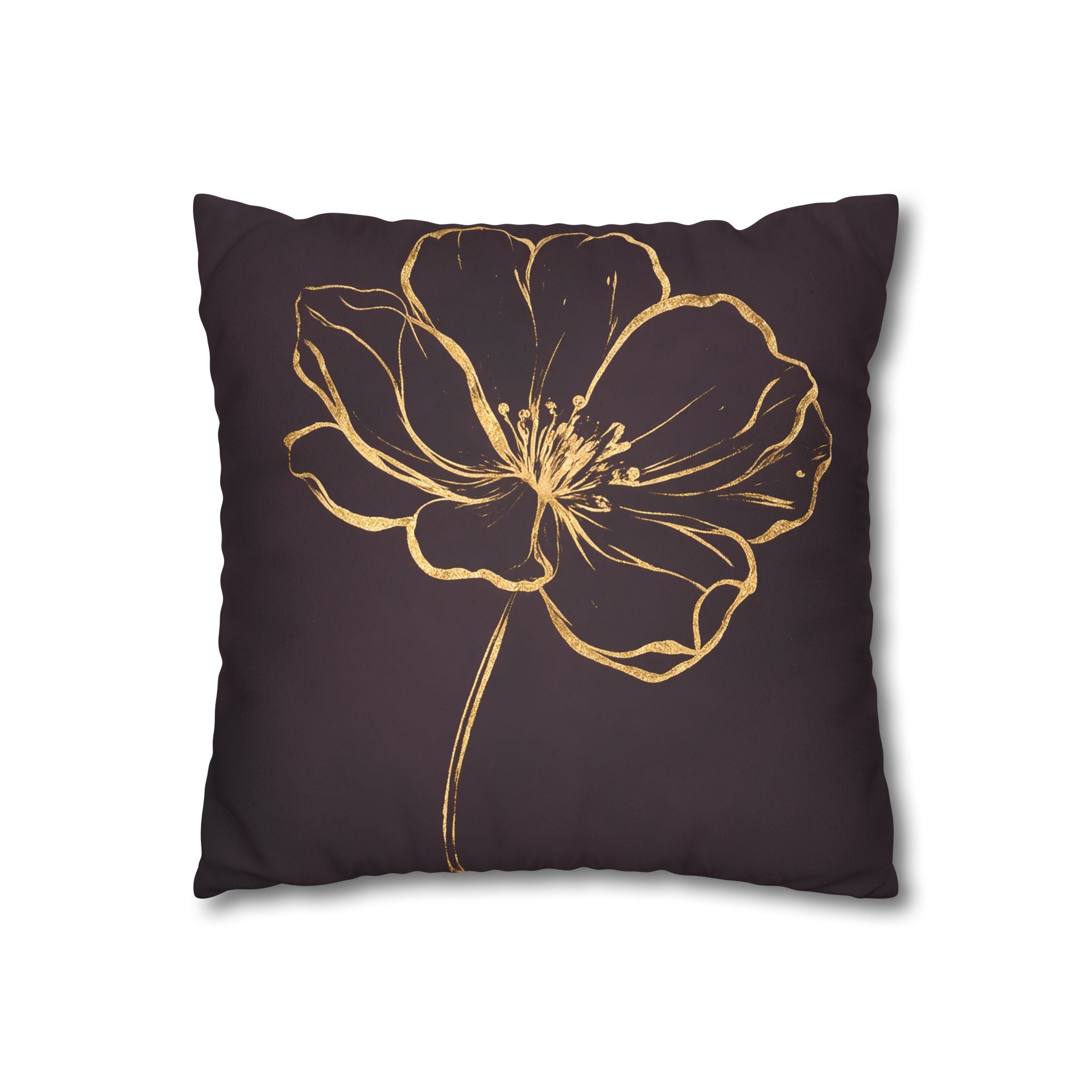 Plum Purple Gold Floral Cushion Cover