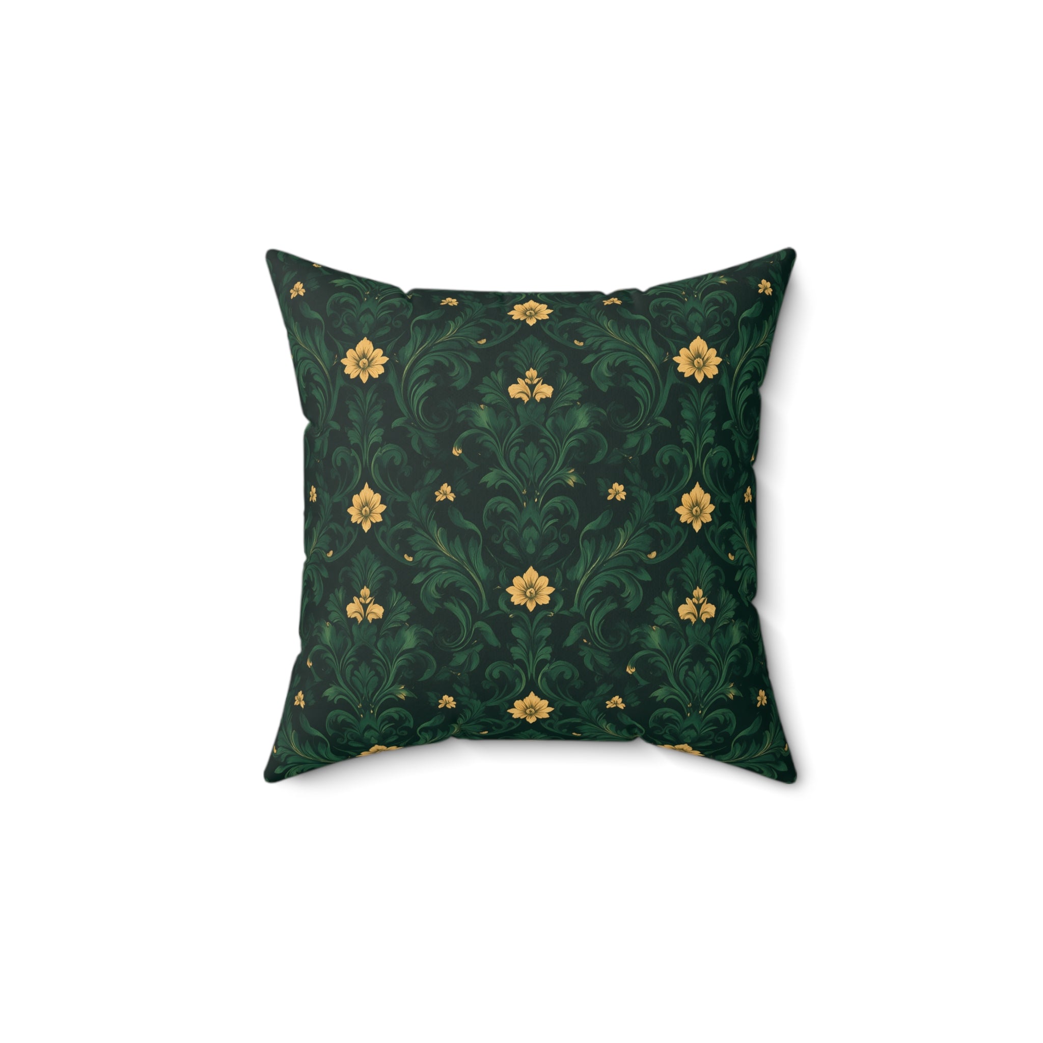 Emerald Bloom Damask Pillow with Insert