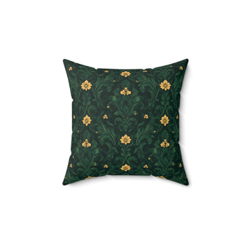 Emerald Bloom Damask Pillow with Insert