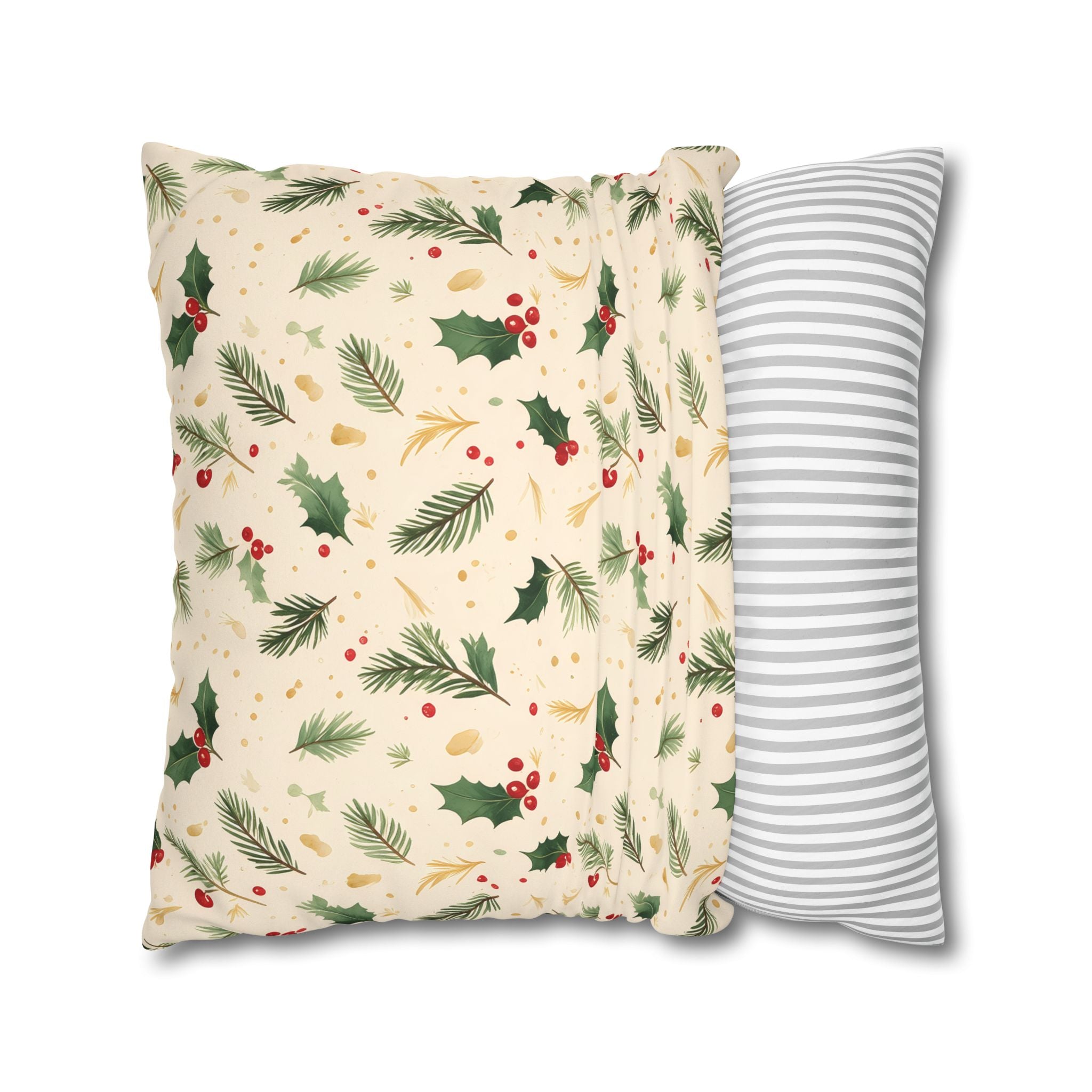 Festive Holly Berry Pillow Cover