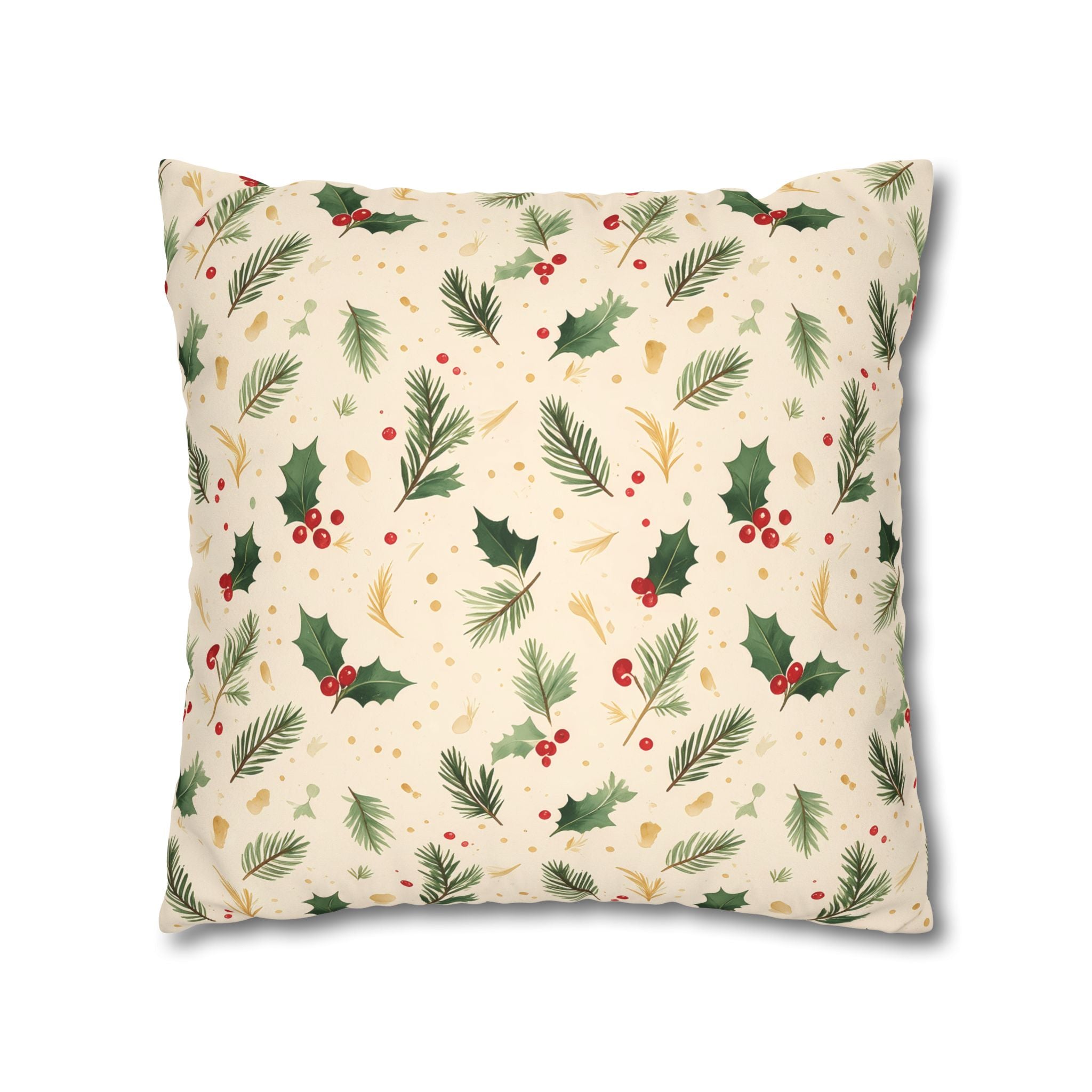 Festive Holly Berry Pillow Cover