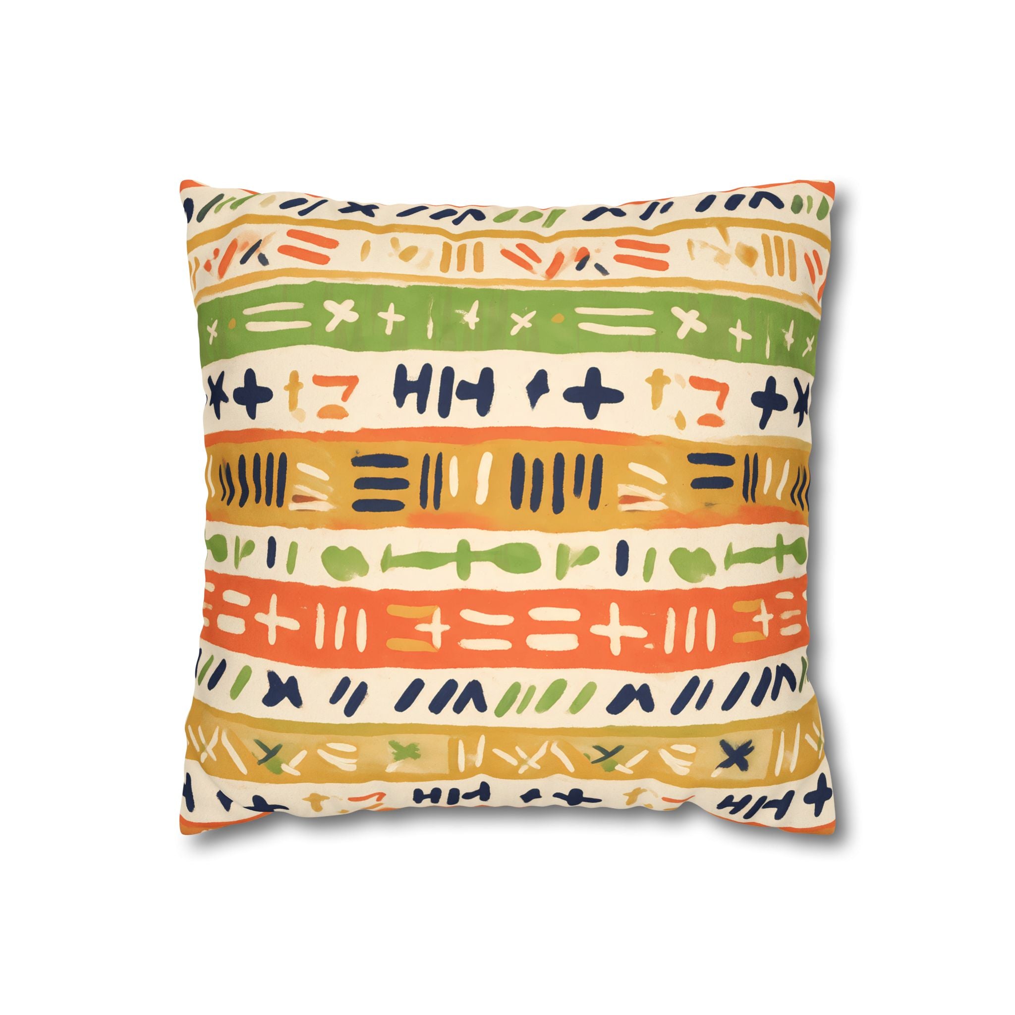 Persimmon & Wasabi Banded Cushion Cover