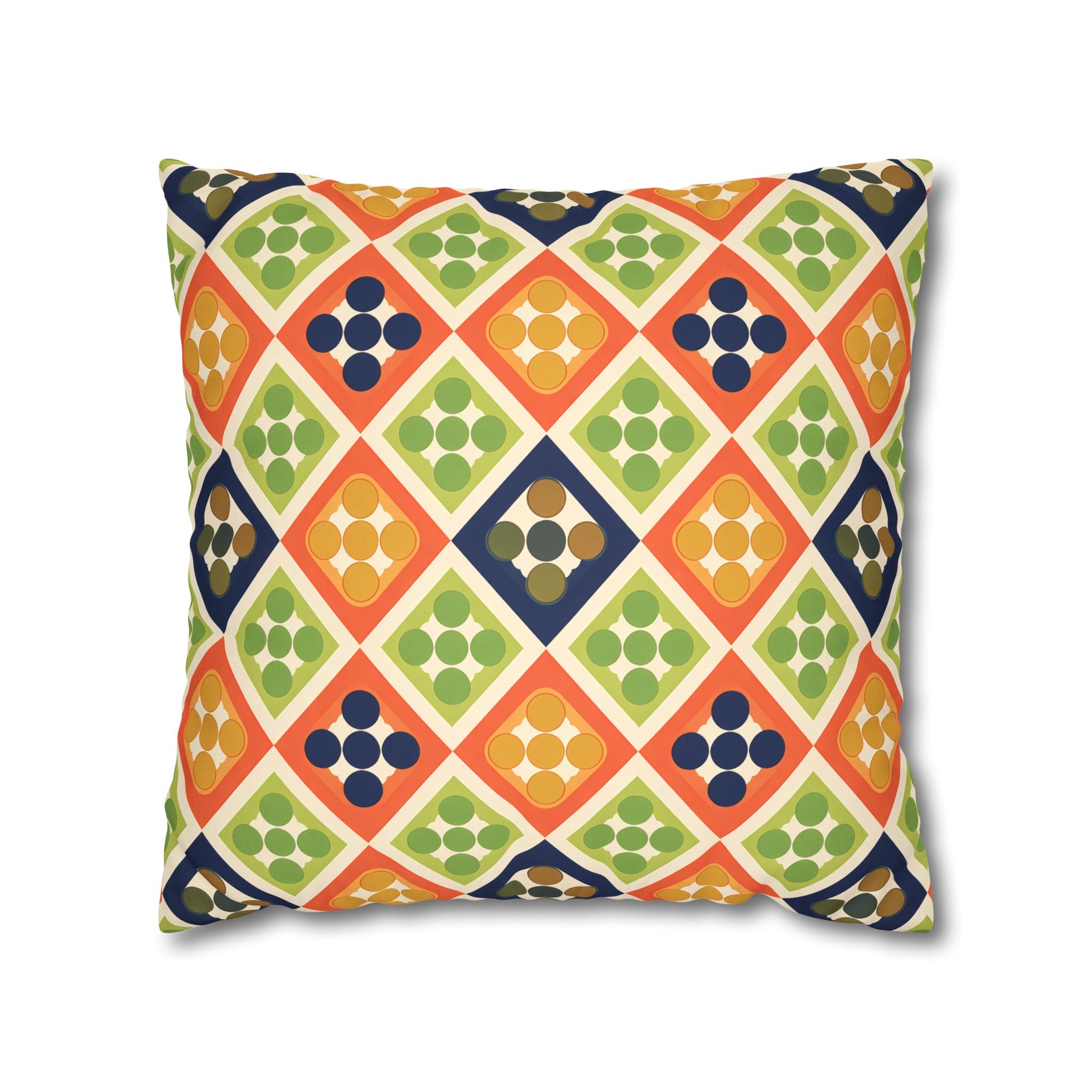 Persimmon and Indigo Geometric Pillow Cover