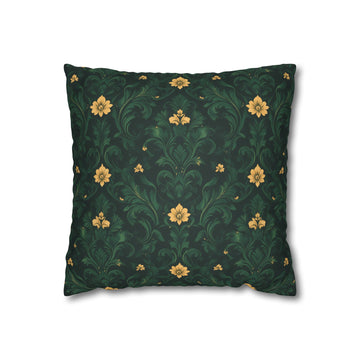 Emerald Bloom Damask Pillow Cover