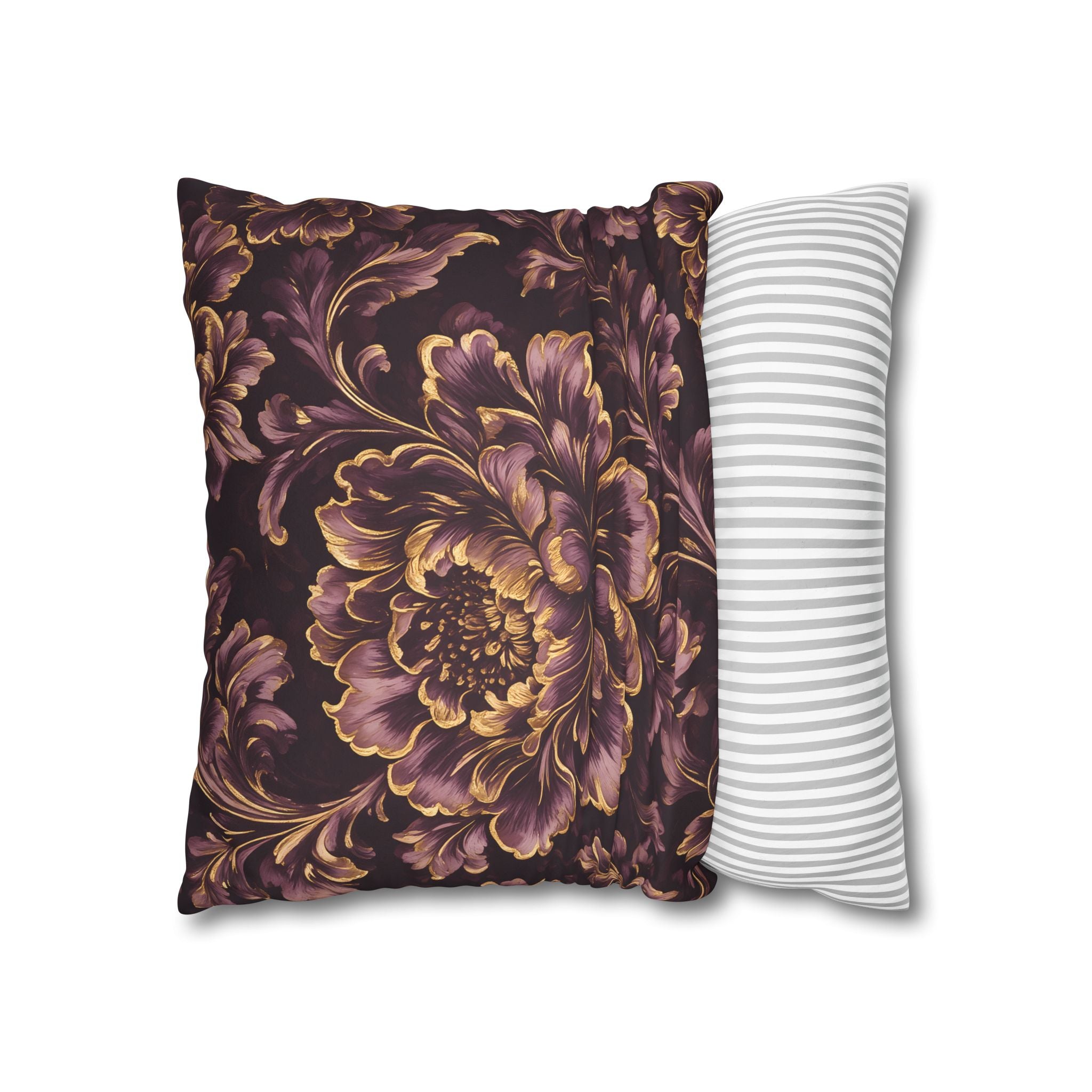 Plum Gold Peony Cushion Cover