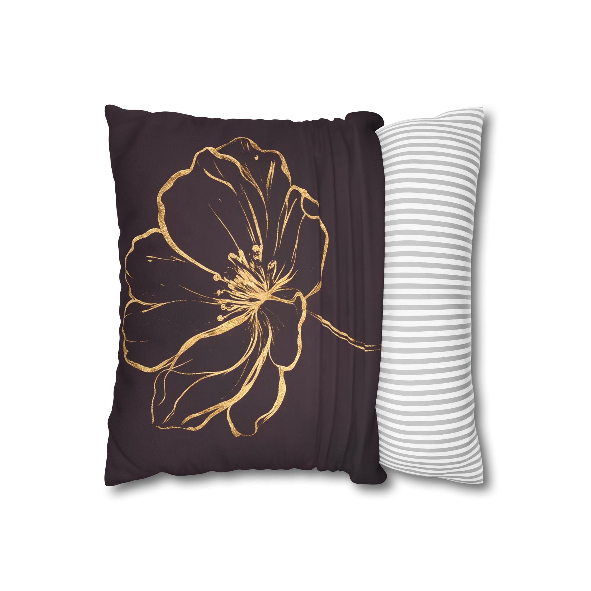 Plum Purple Gold Floral Cushion Cover