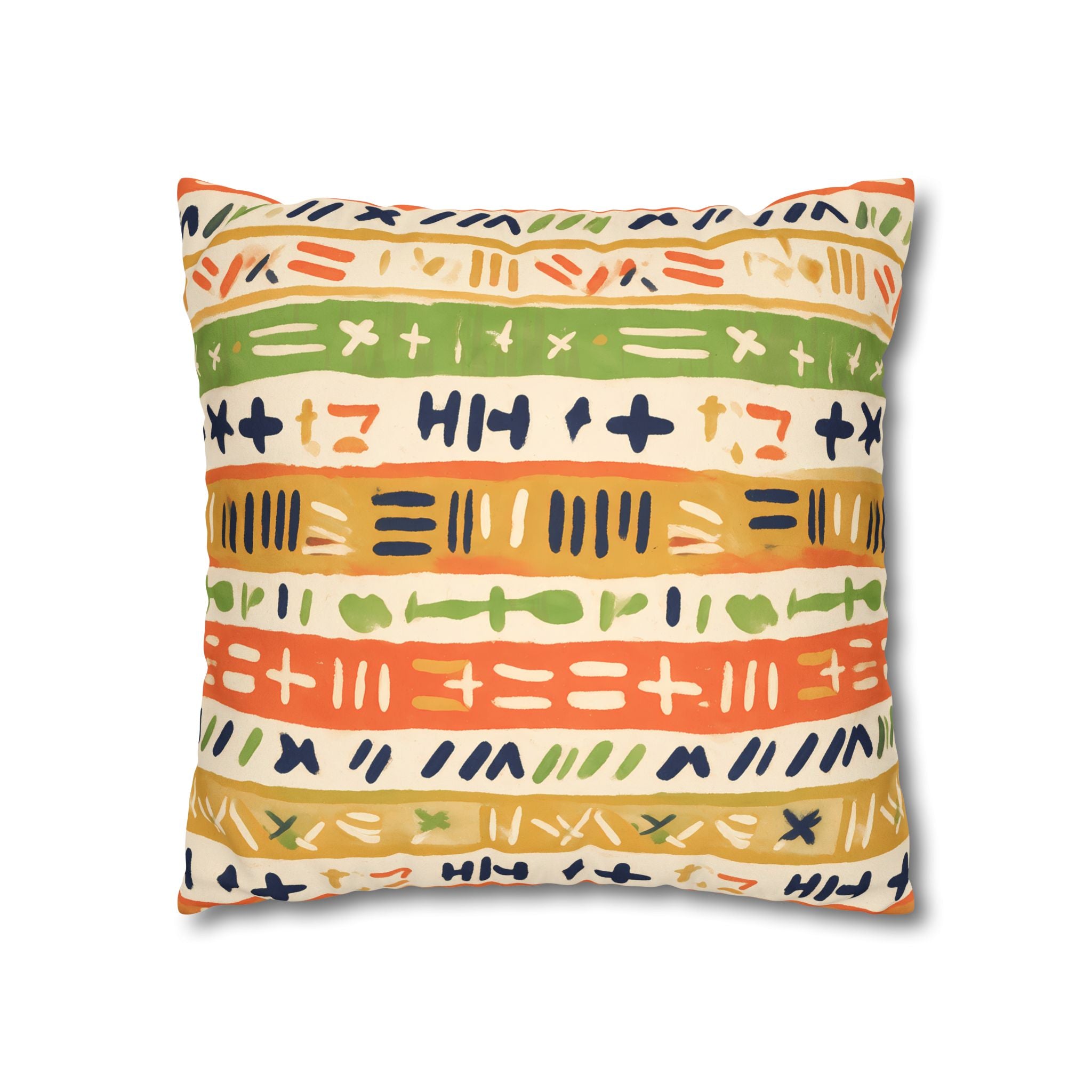 Persimmon & Wasabi Banded Cushion Cover