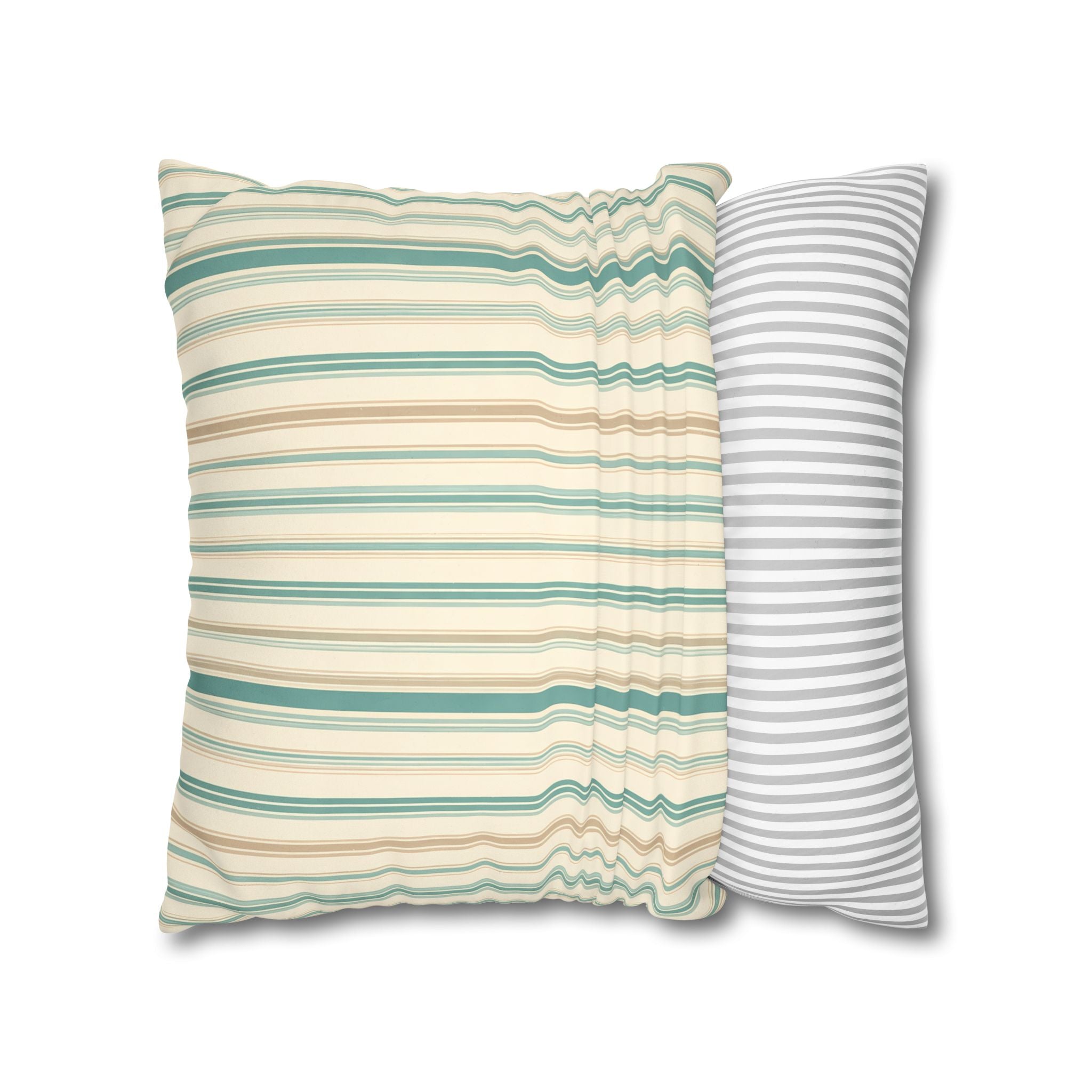 Sea Mist Blue Ticking Stripe Cushion