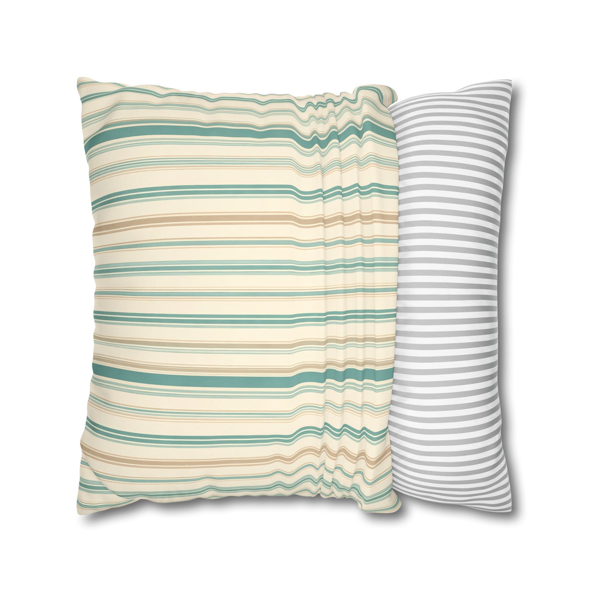 Sea Mist Blue Ticking Stripe Cushion