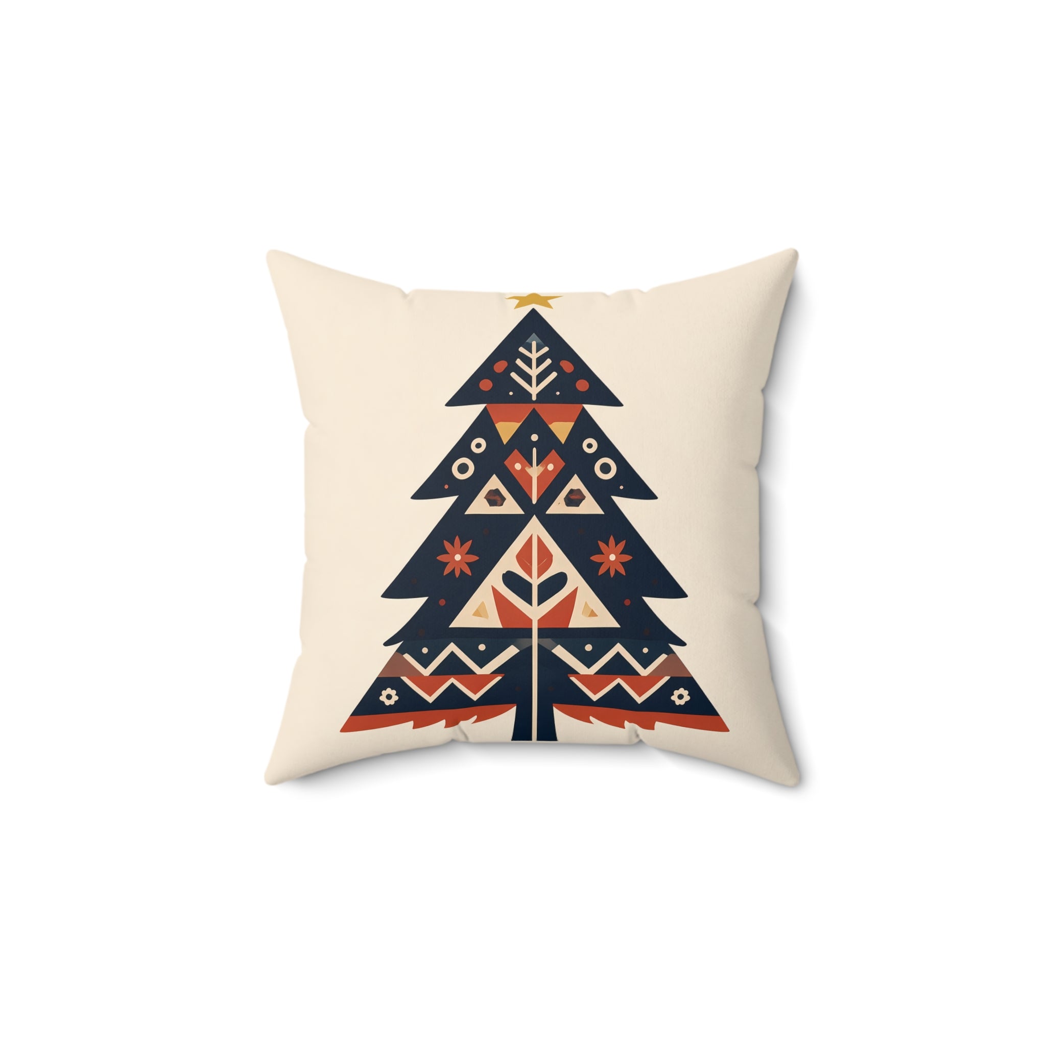 Indigo Folk Tree Pillow with Insert