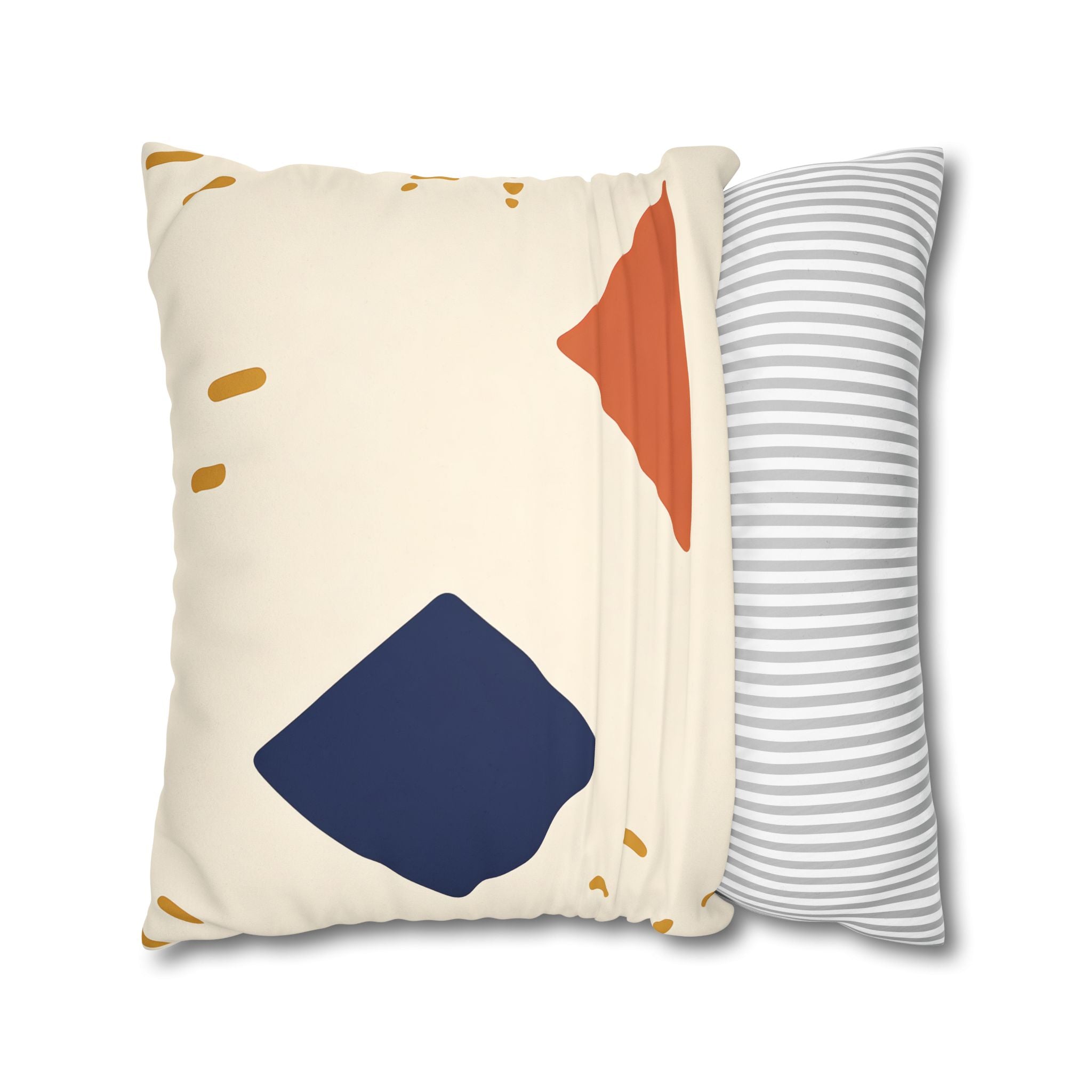 Indigo Diamond & Ochre Dash Pillow Cover