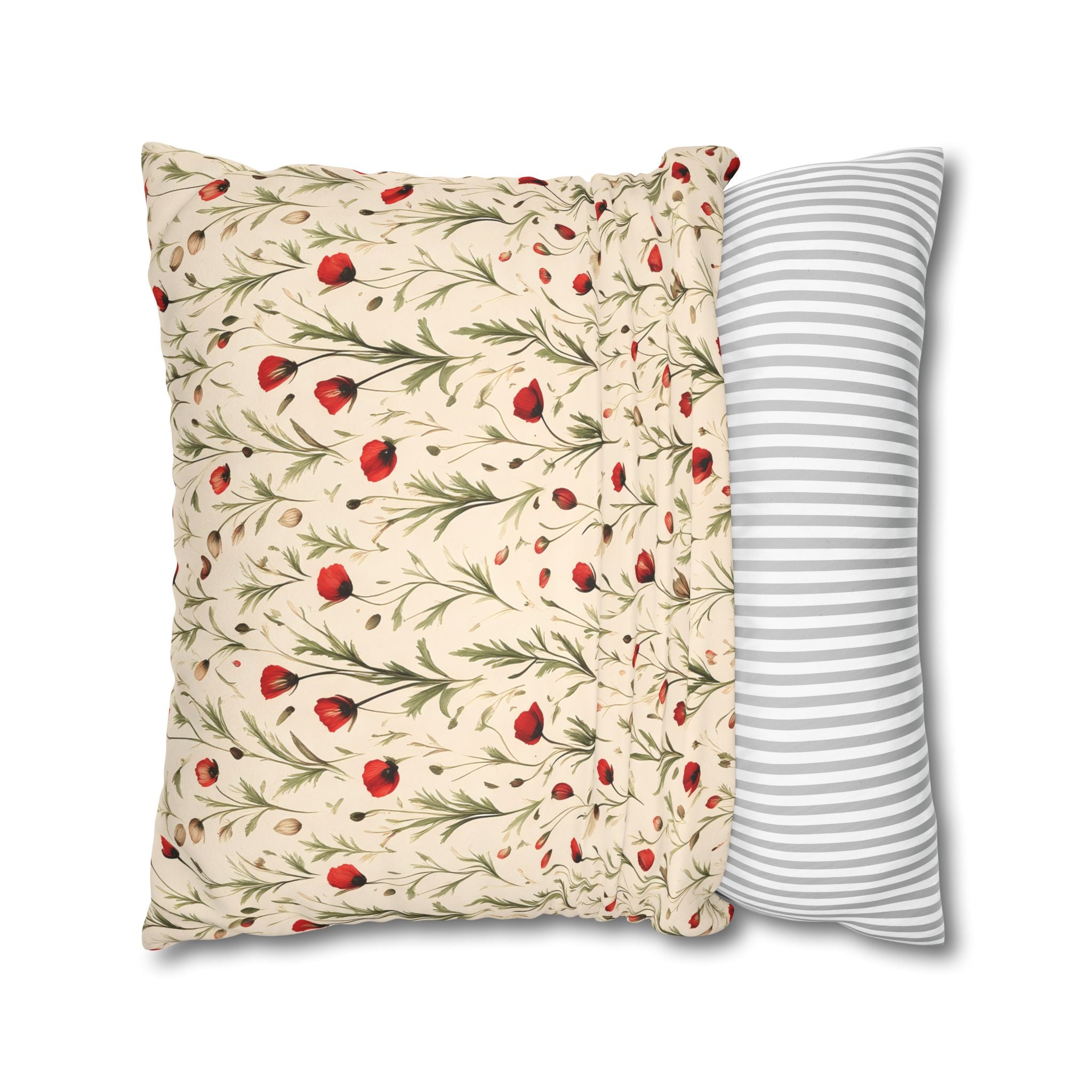 Red Poppy Flower Cushion Cover