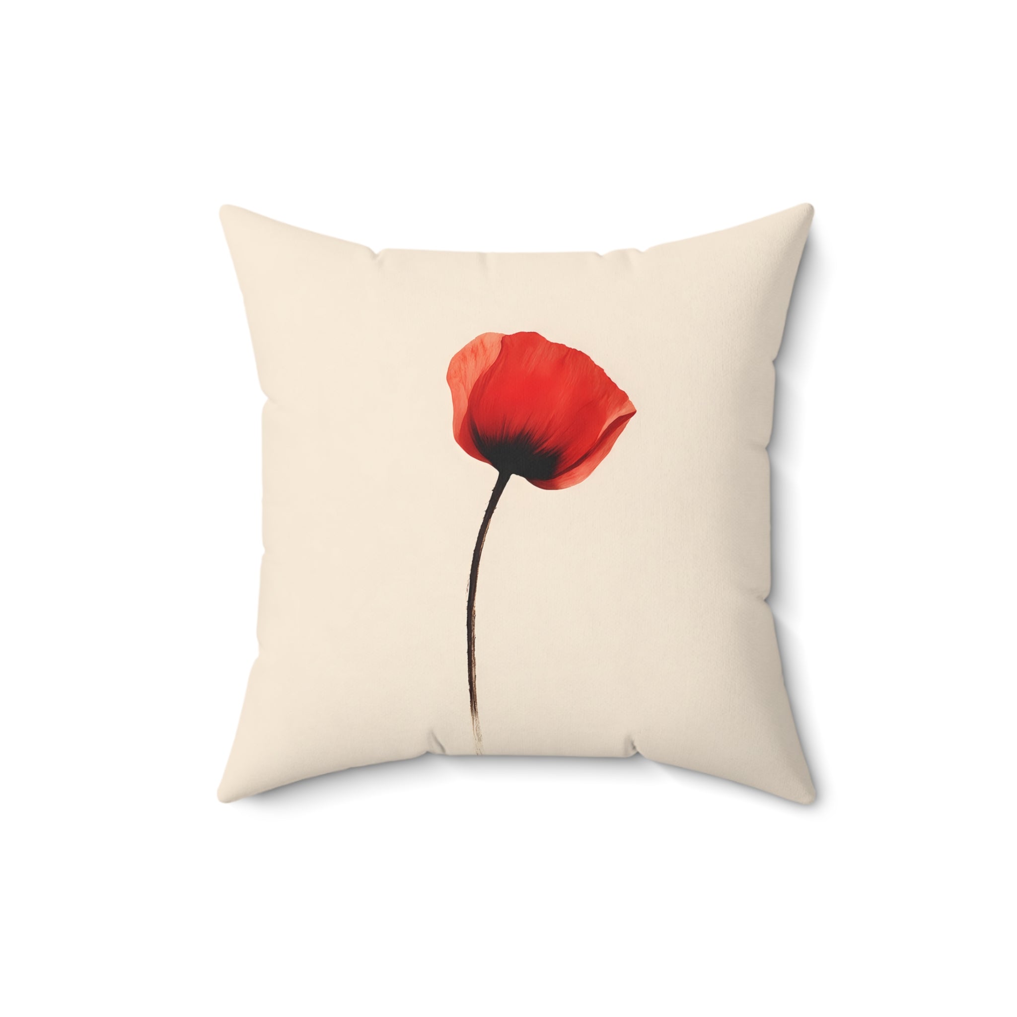 Red Poppy Flower Throw Pillow