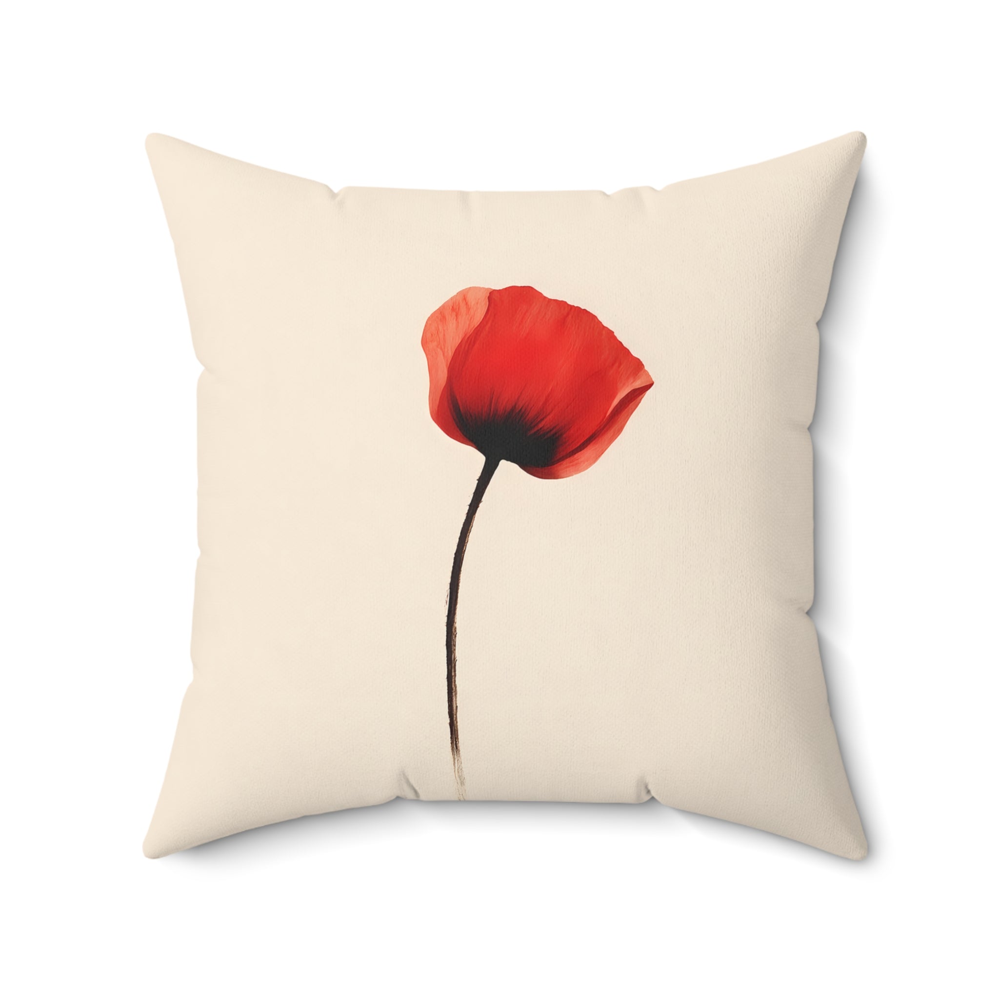 Red Poppy Flower Throw Pillow