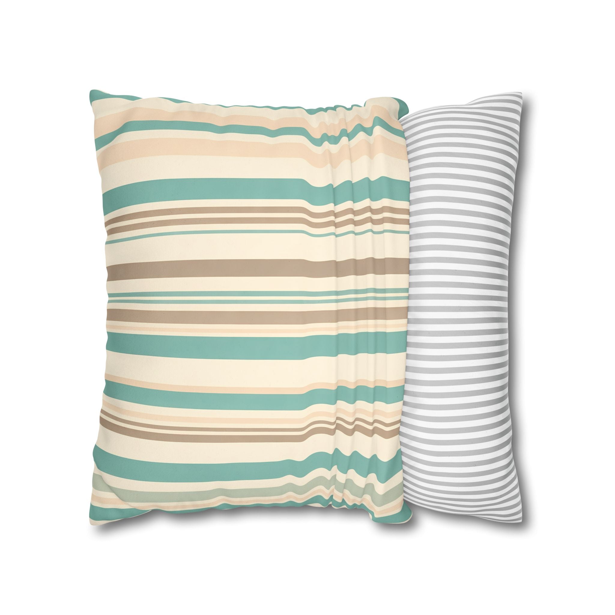 Marine Mist & Sand Vertical Stripe Pillow Cover