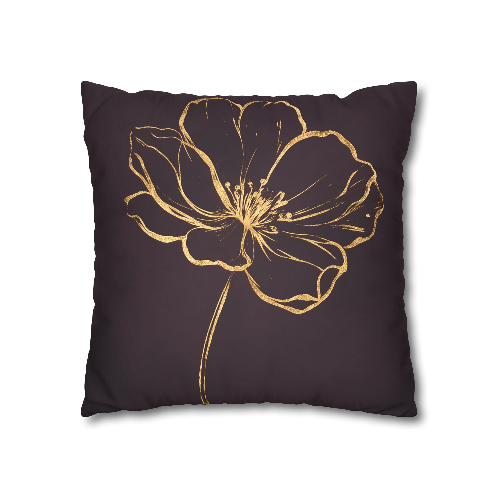 Plum Purple Gold Floral Cushion Cover