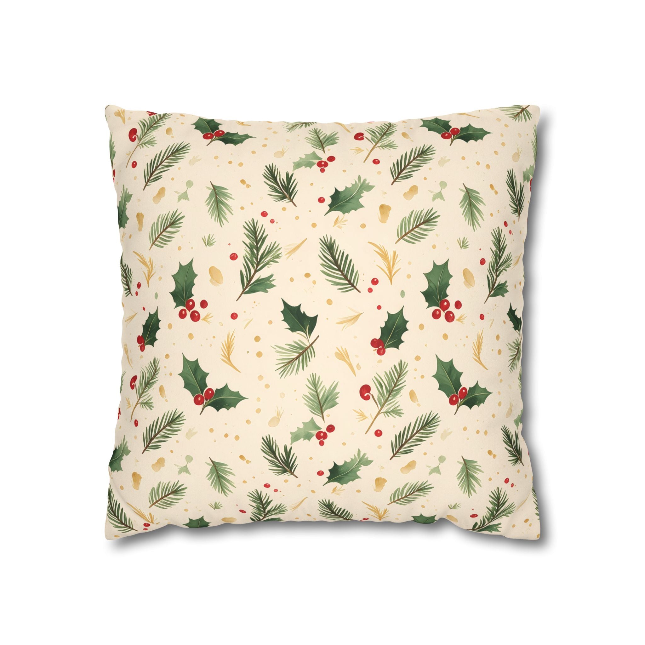 Festive Holly Berry Pillow Cover