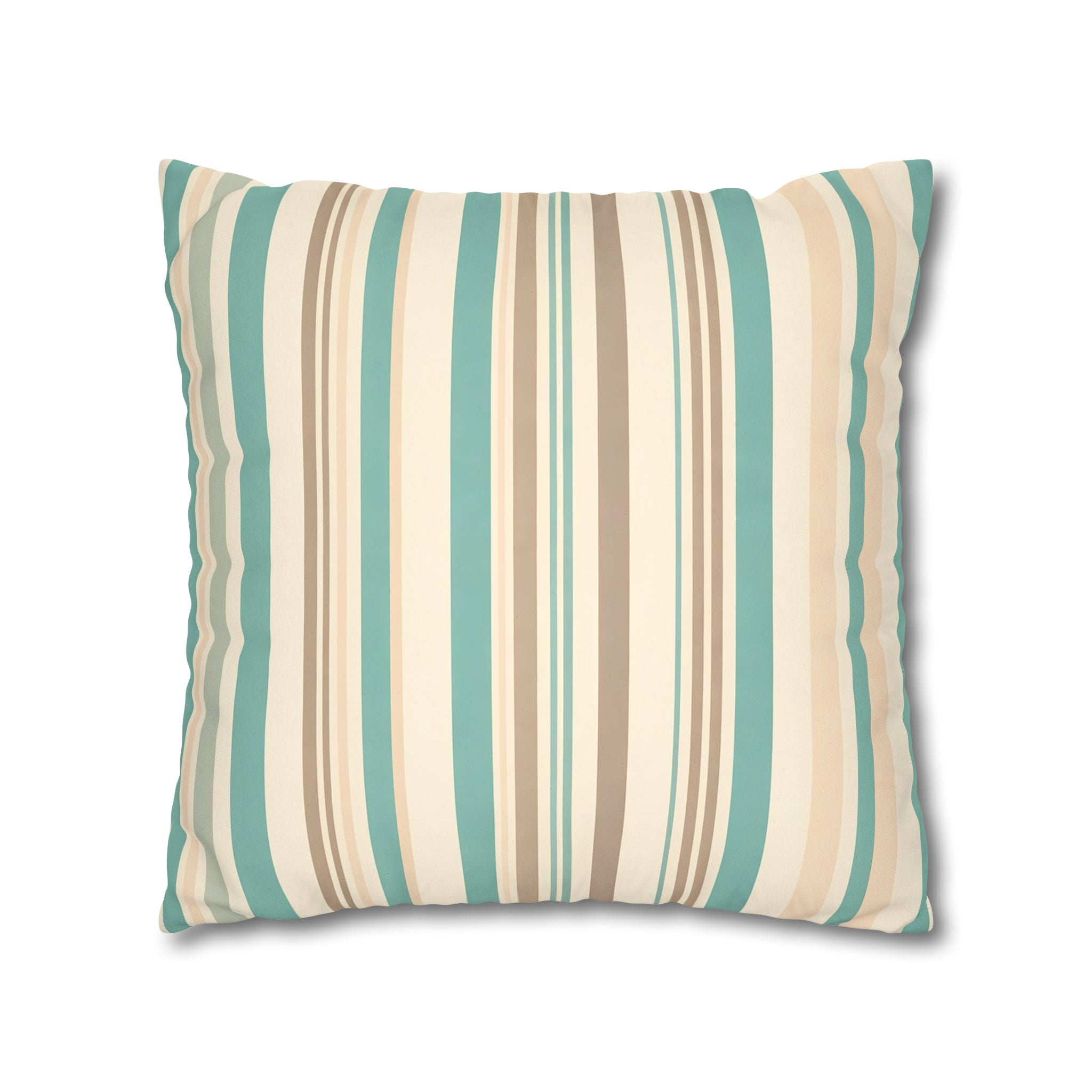 Marine Mist & Sand Vertical Stripe Pillow Cover