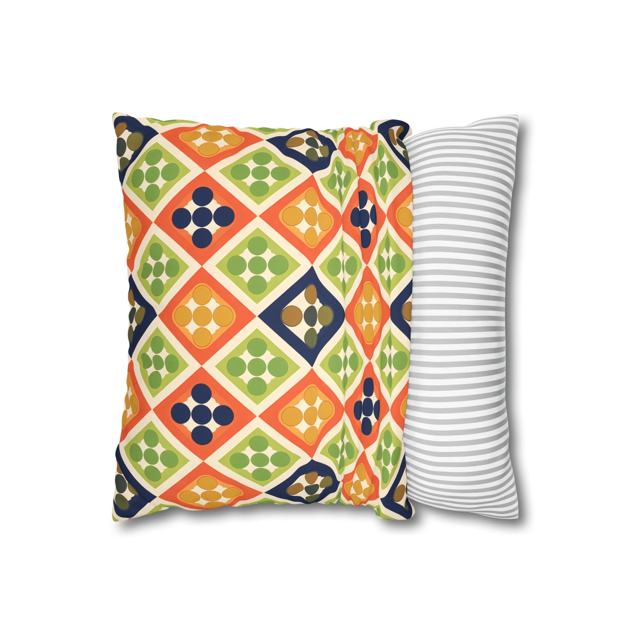 Persimmon and Indigo Geometric Pillow Cover