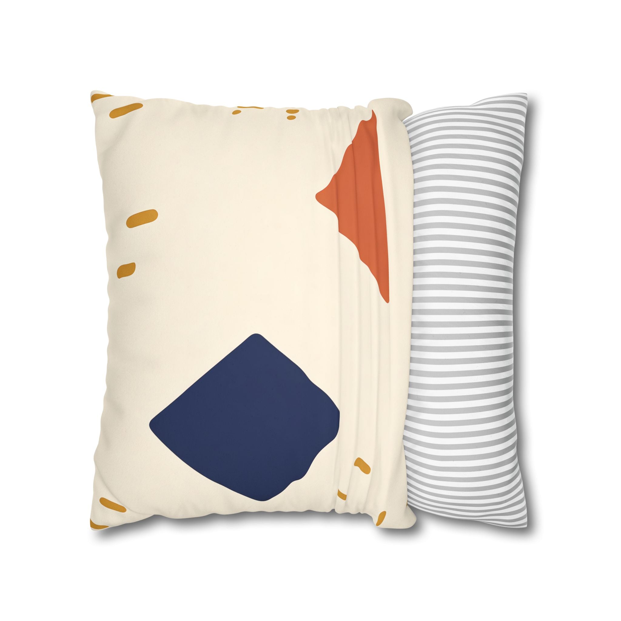 Indigo Diamond & Ochre Dash Pillow Cover