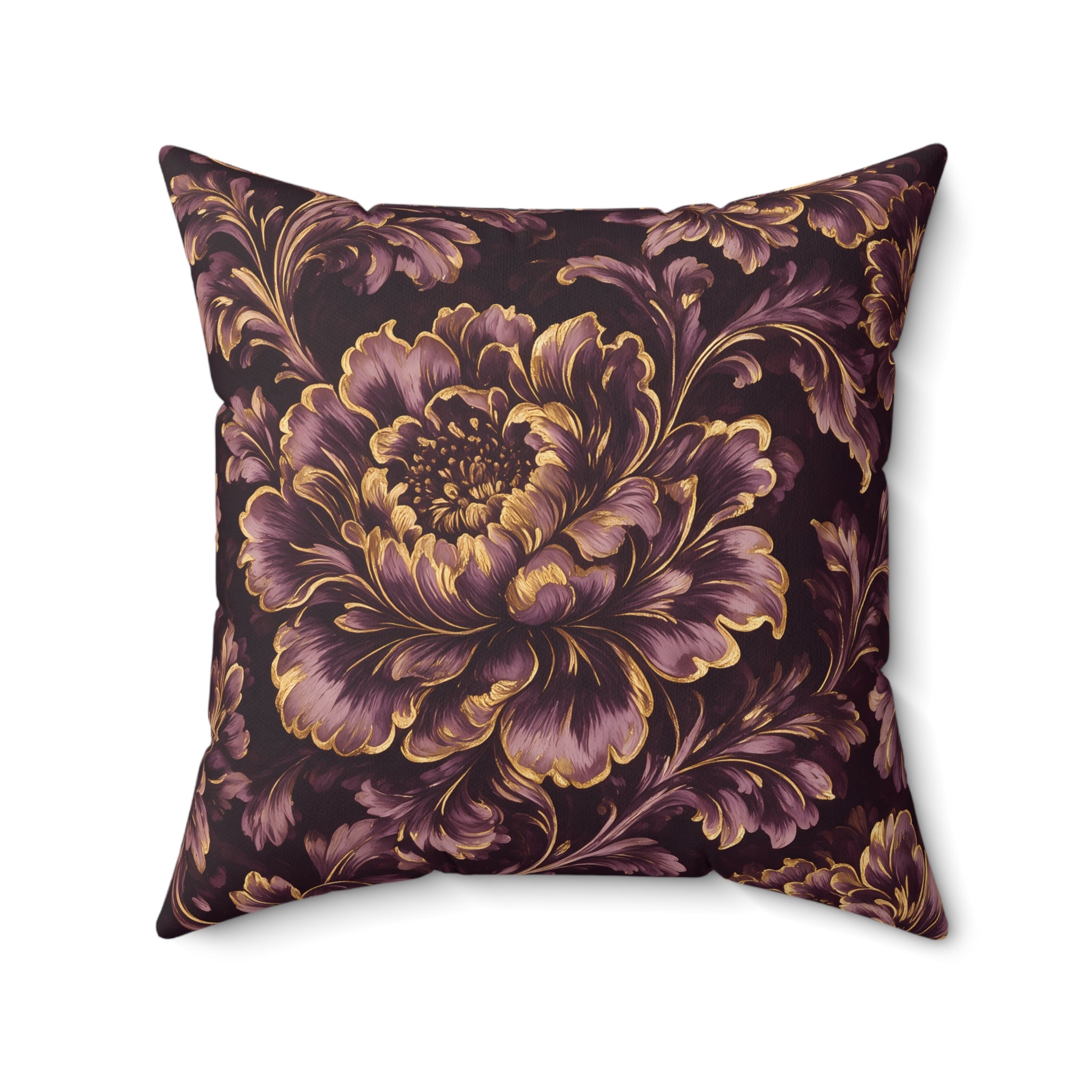 Deep Amethyst Floral Throw Pillow