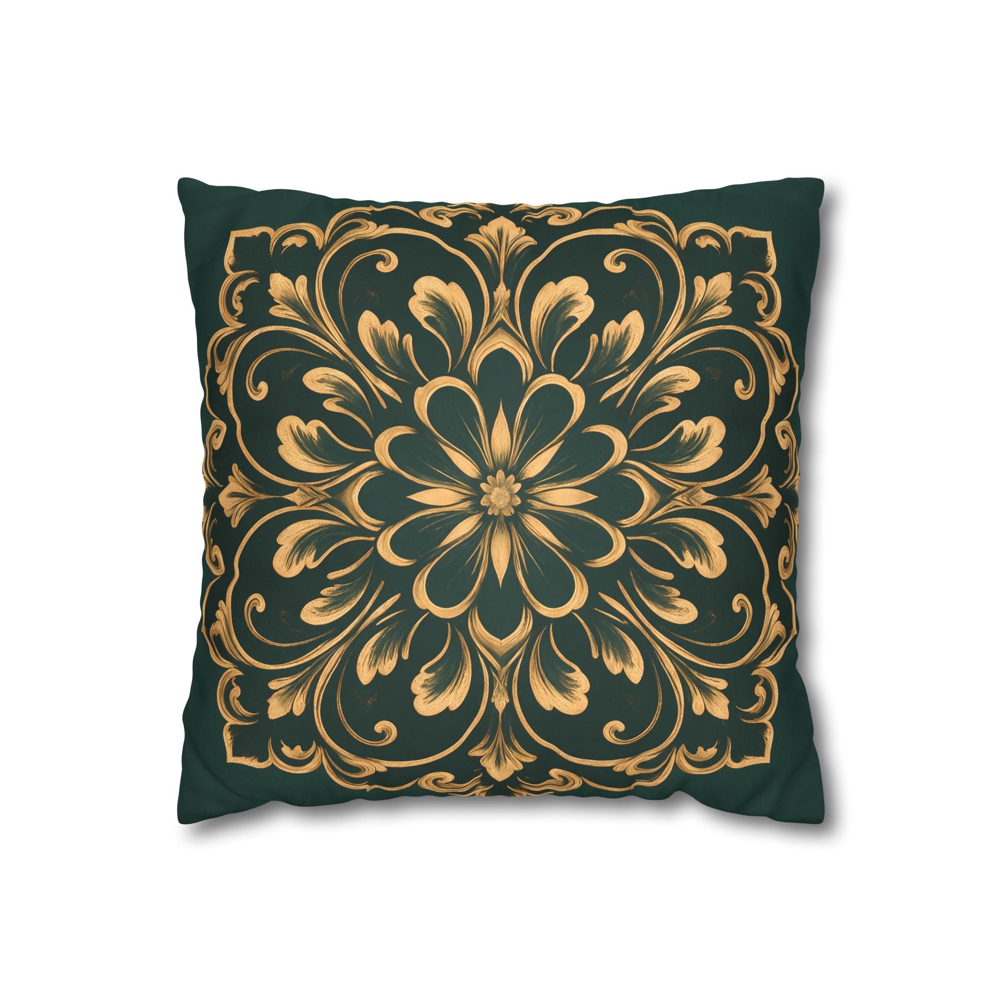 Emerald Gold Radiating Medallion Cushion Cover
