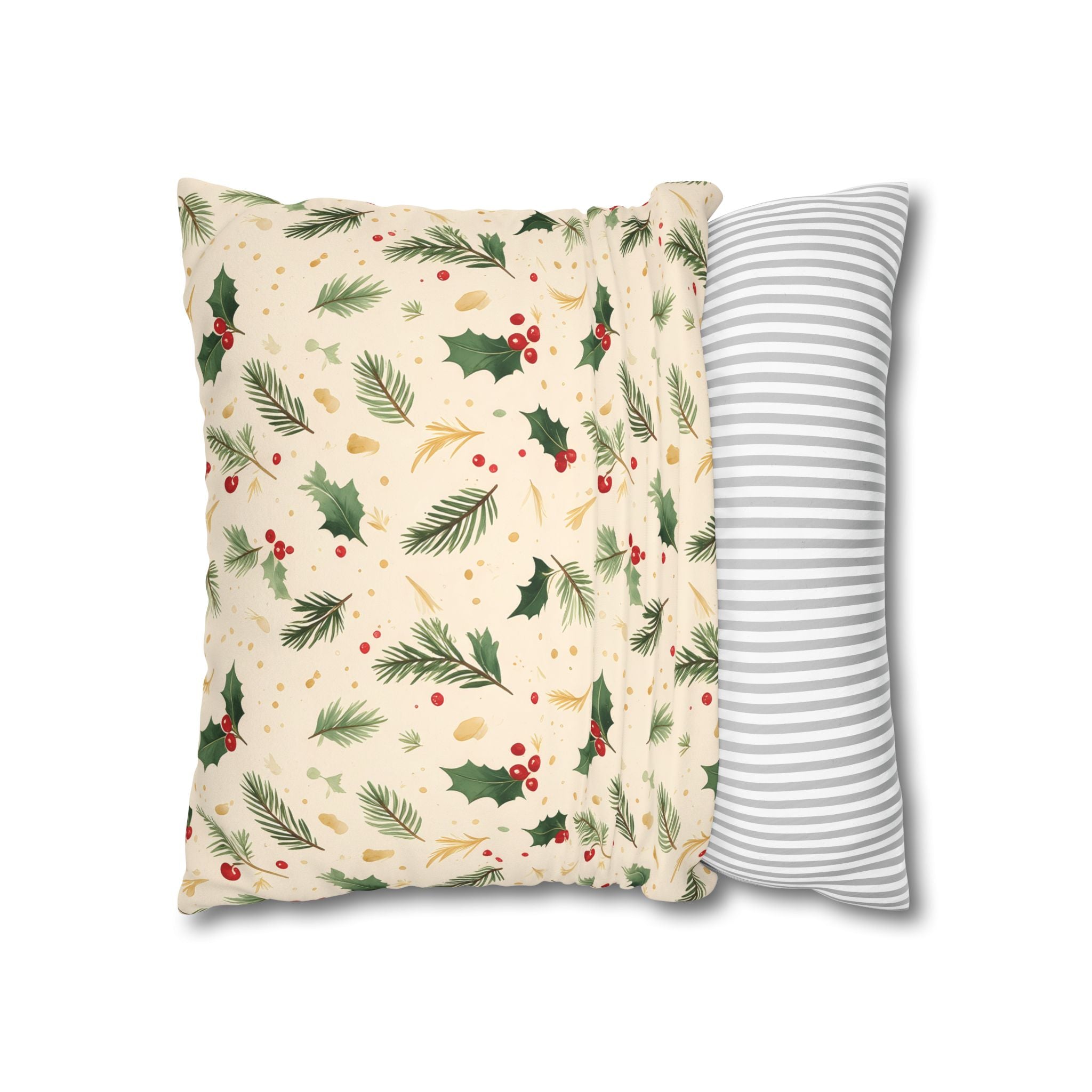 Festive Holly Berry Pillow Cover