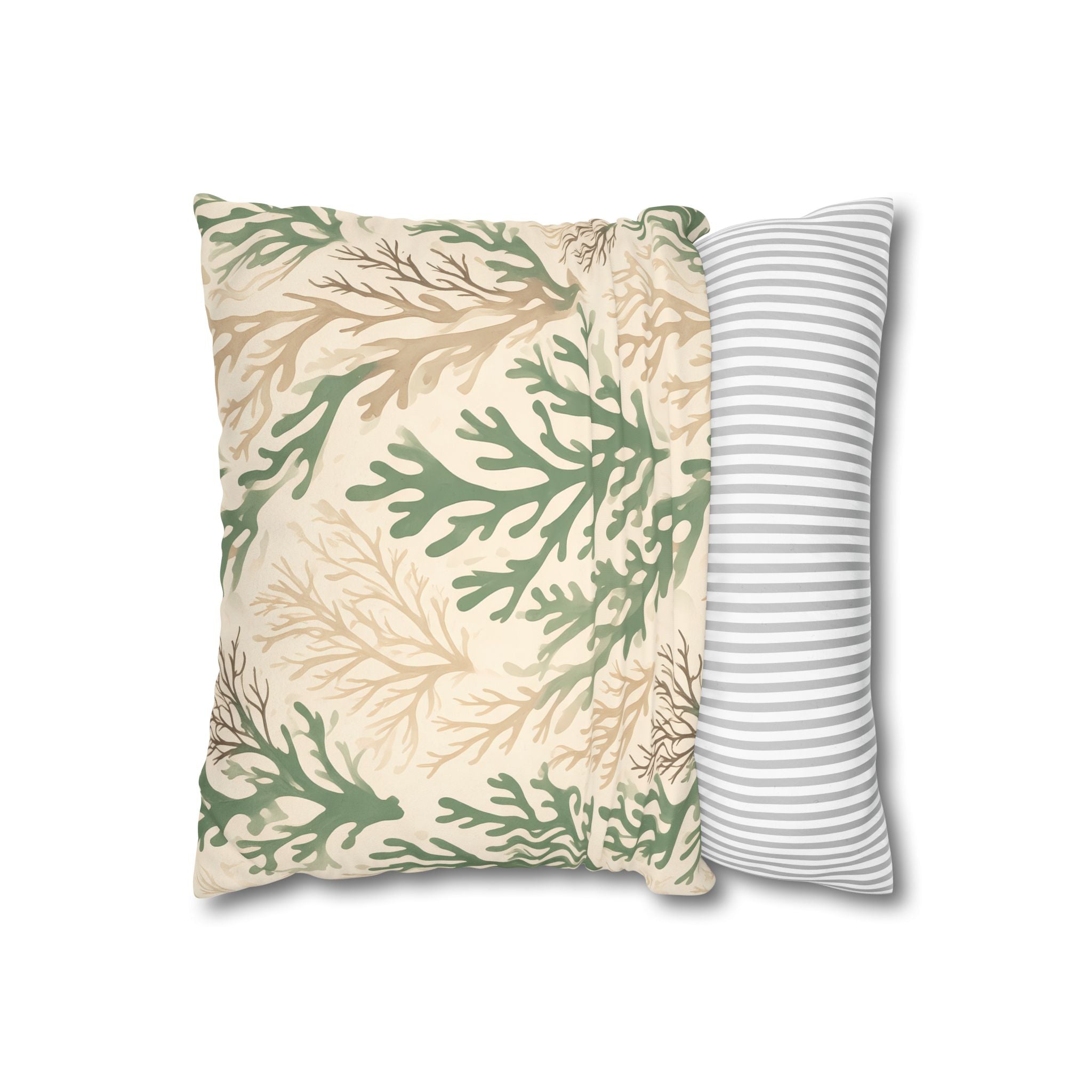 Sage Coral Silhouette Cushion Cover
