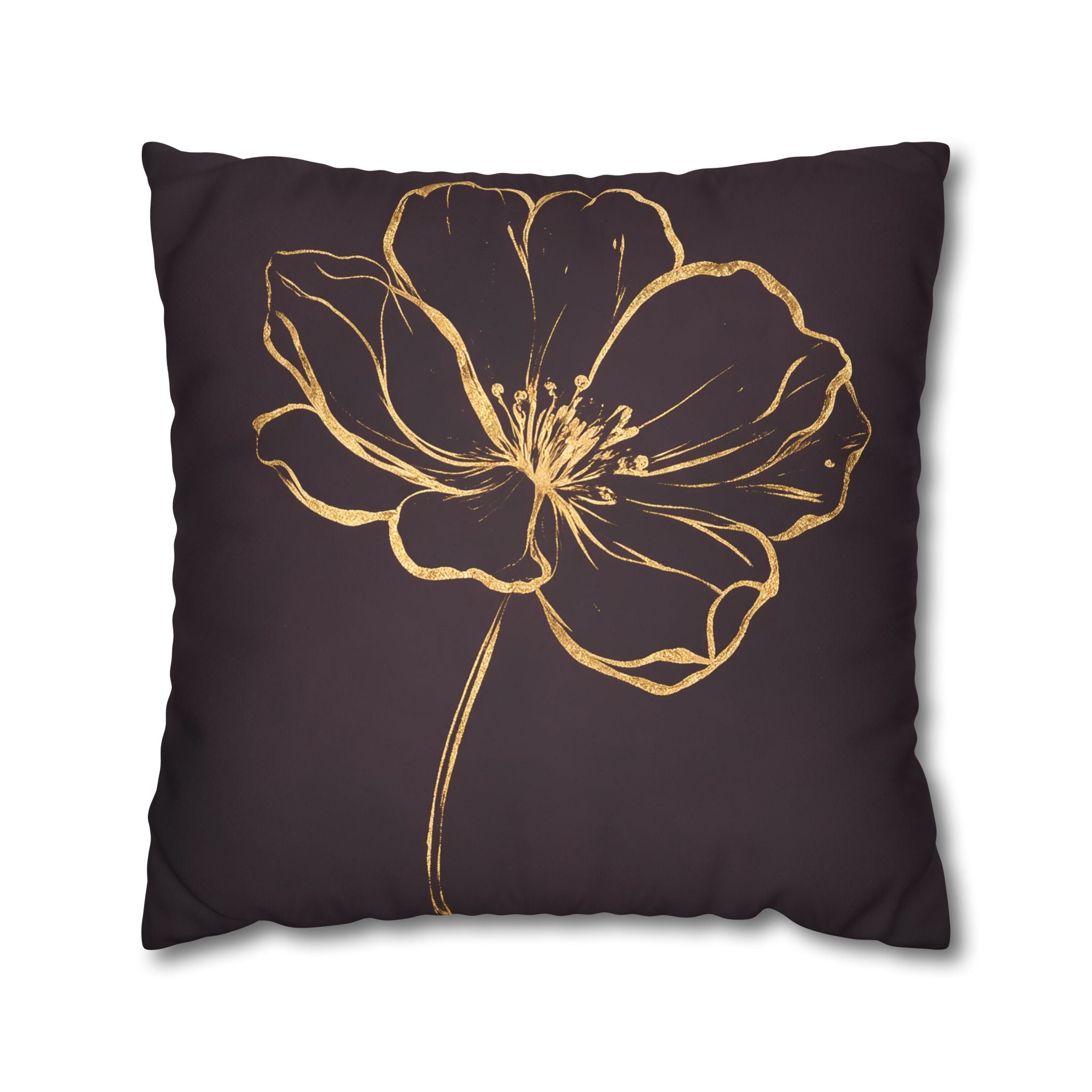 Plum Purple Gold Floral Cushion Cover