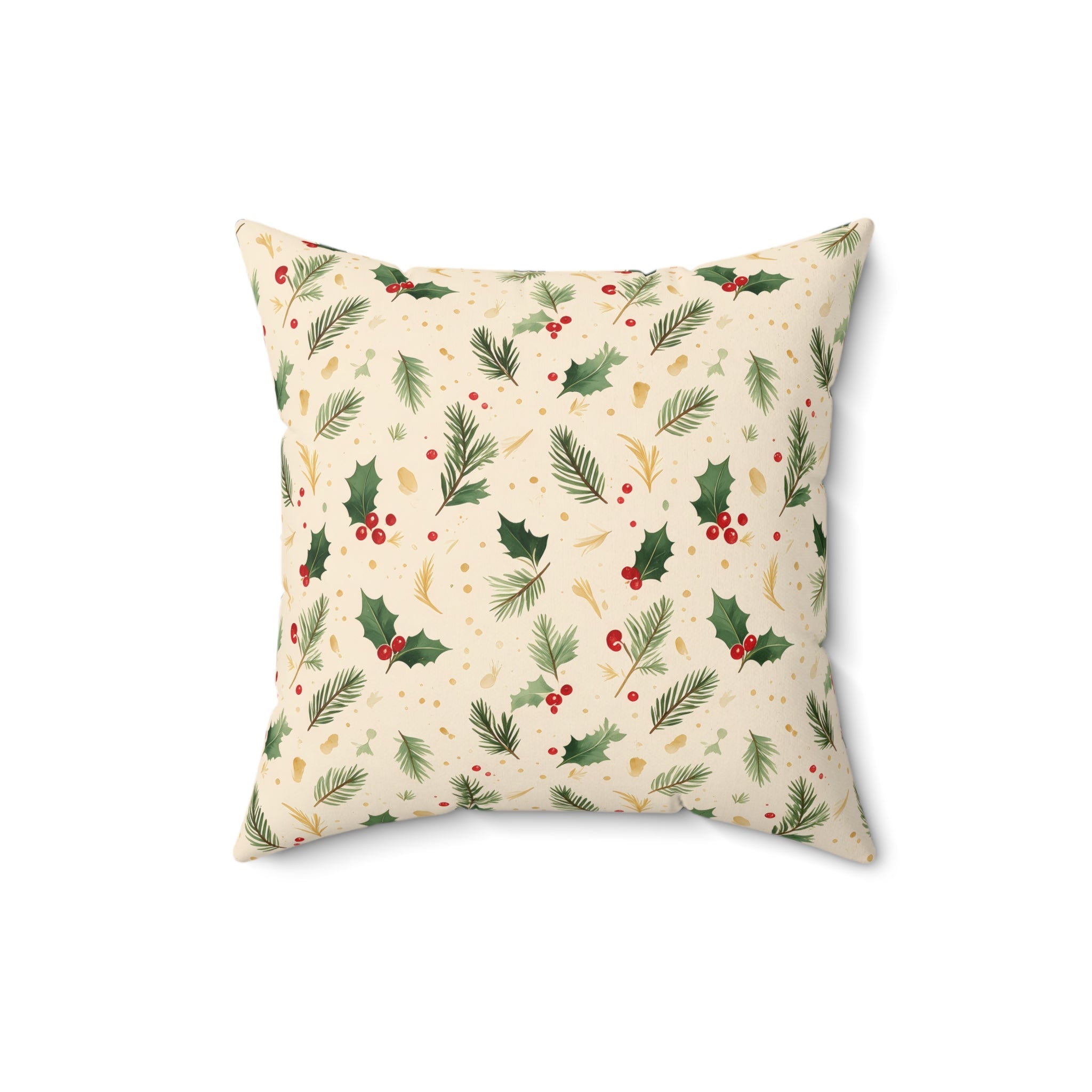 Holly and Pine Throw Pillow with Insert