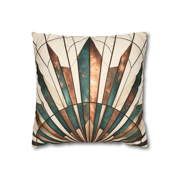 Copper & Patina Teal Sunburst Fan Cushion