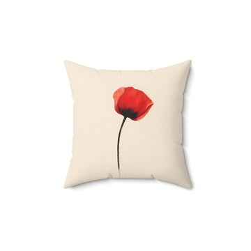 Red Poppy Flower Throw Pillow