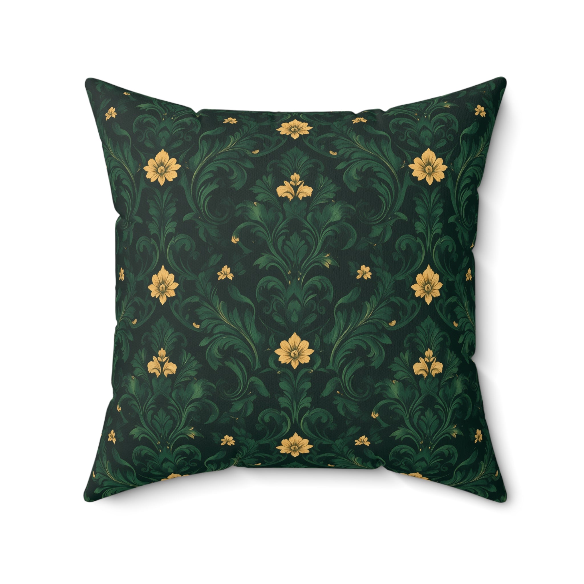 Emerald Bloom Damask Pillow with Insert