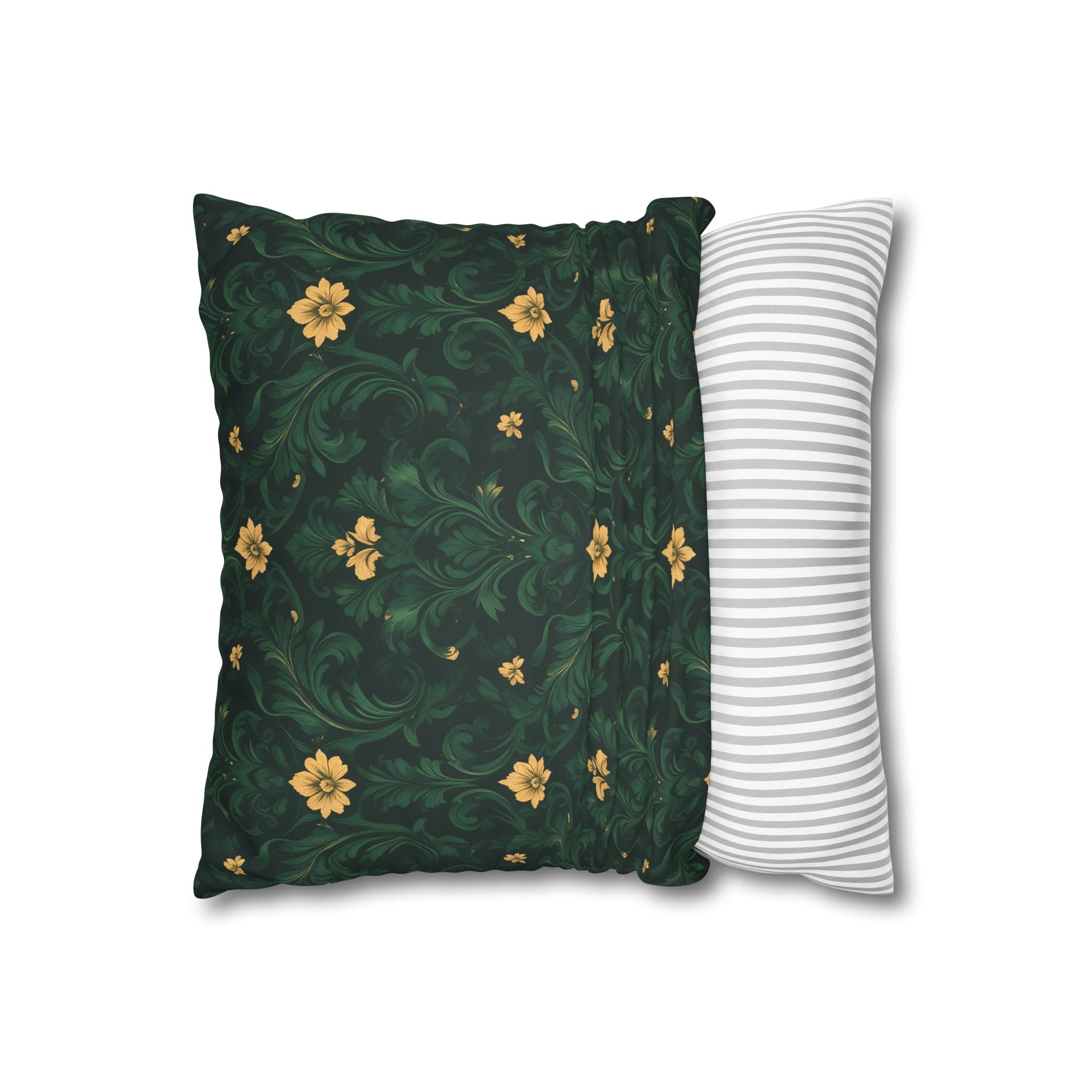 Emerald Bloom Damask Pillow Cover