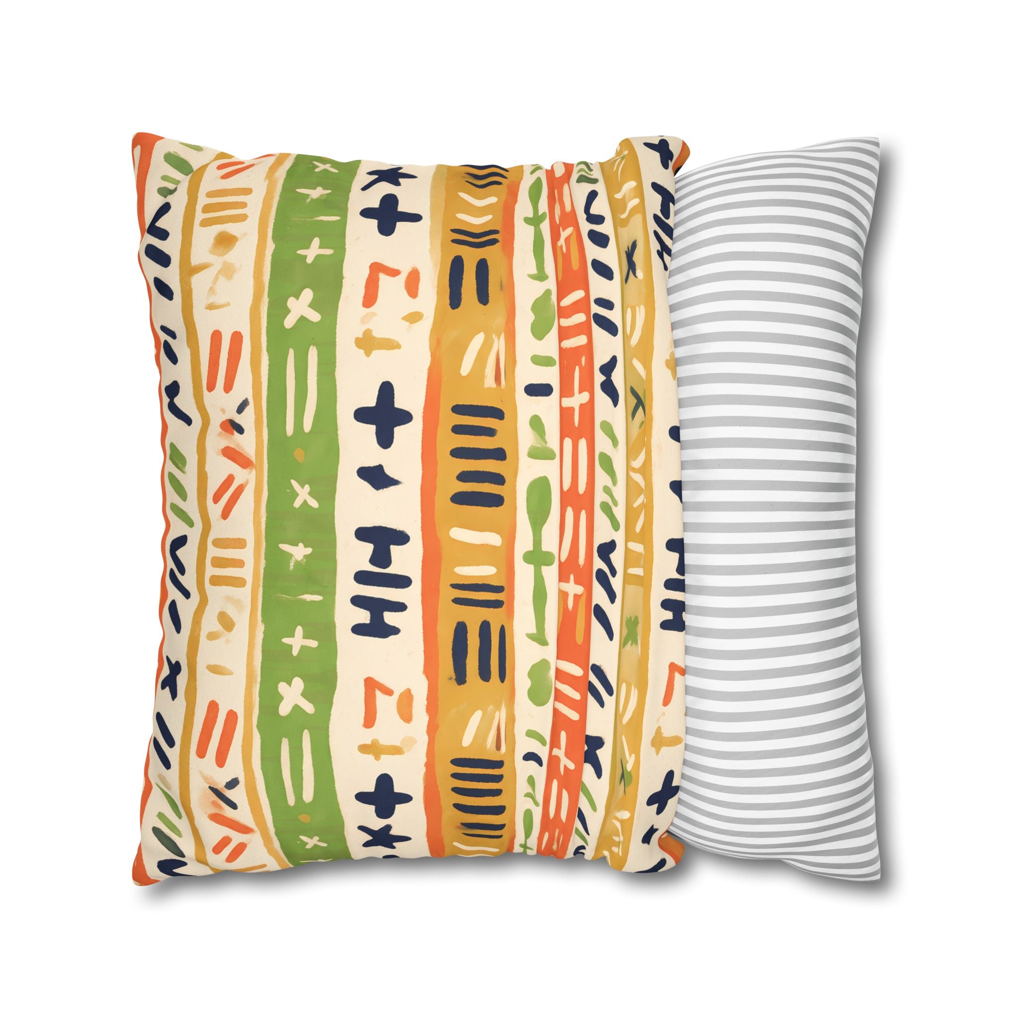 Persimmon & Wasabi Banded Cushion Cover